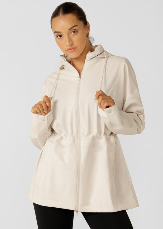 Lorna Jane Rain Repeller Pocketed Waterproof Jacket - Ivory