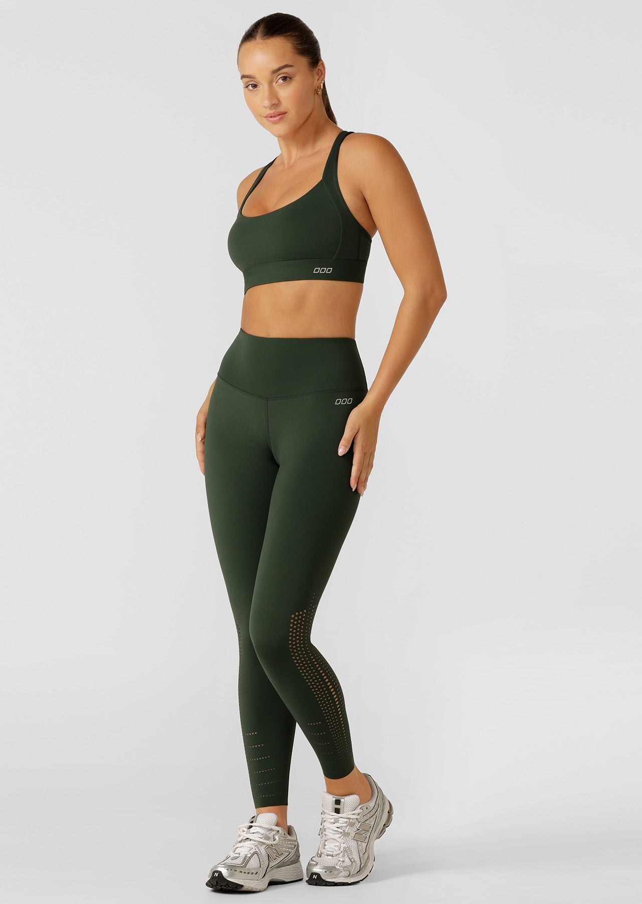 Lorna Jane Aero Fit Ankle Biter Leggings - Fig Green