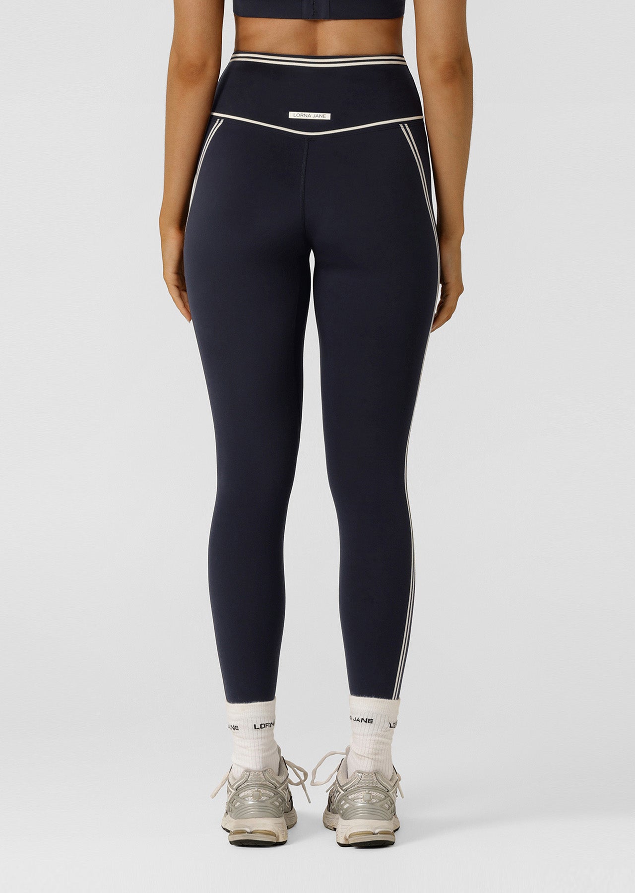 Lorna Jane Retro Track Ankle Biter Leggings - Midnight Blue