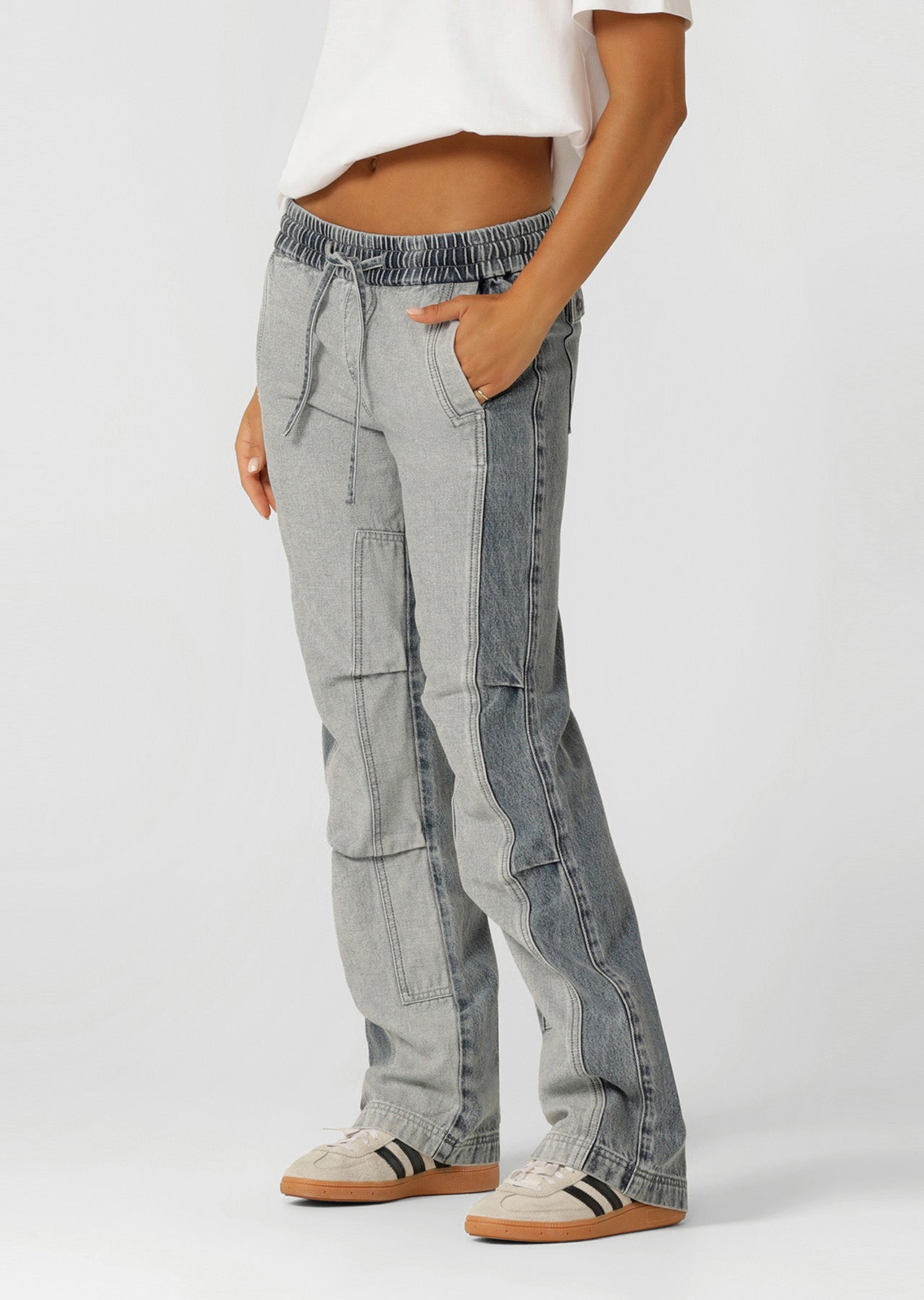 Lorna Jane Two Tone Denim Flashdance Pants - Washed Denim