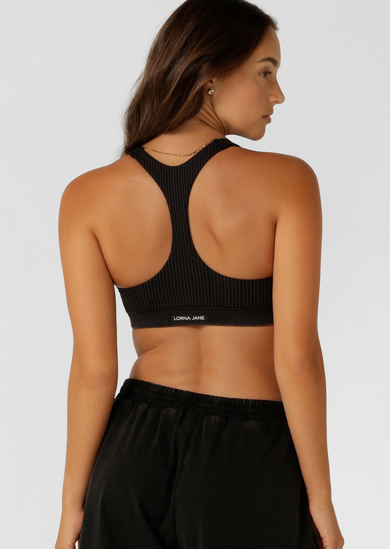 Lorna Jane Never Better Washed Seamless Sports Bra - Washed Black