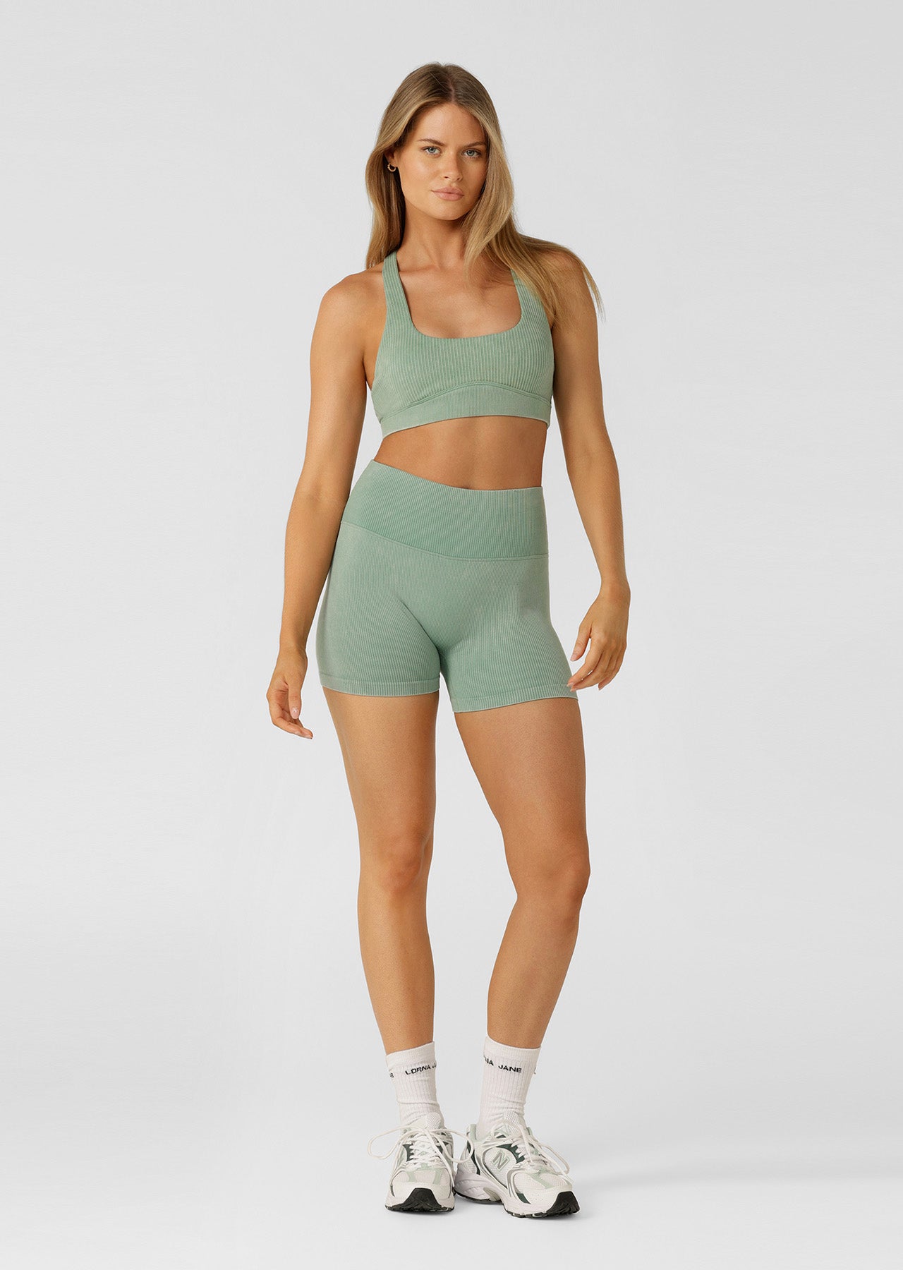 Lorna Jane Never Better Washed Seamless Bike Shorts - Washed Green Juice