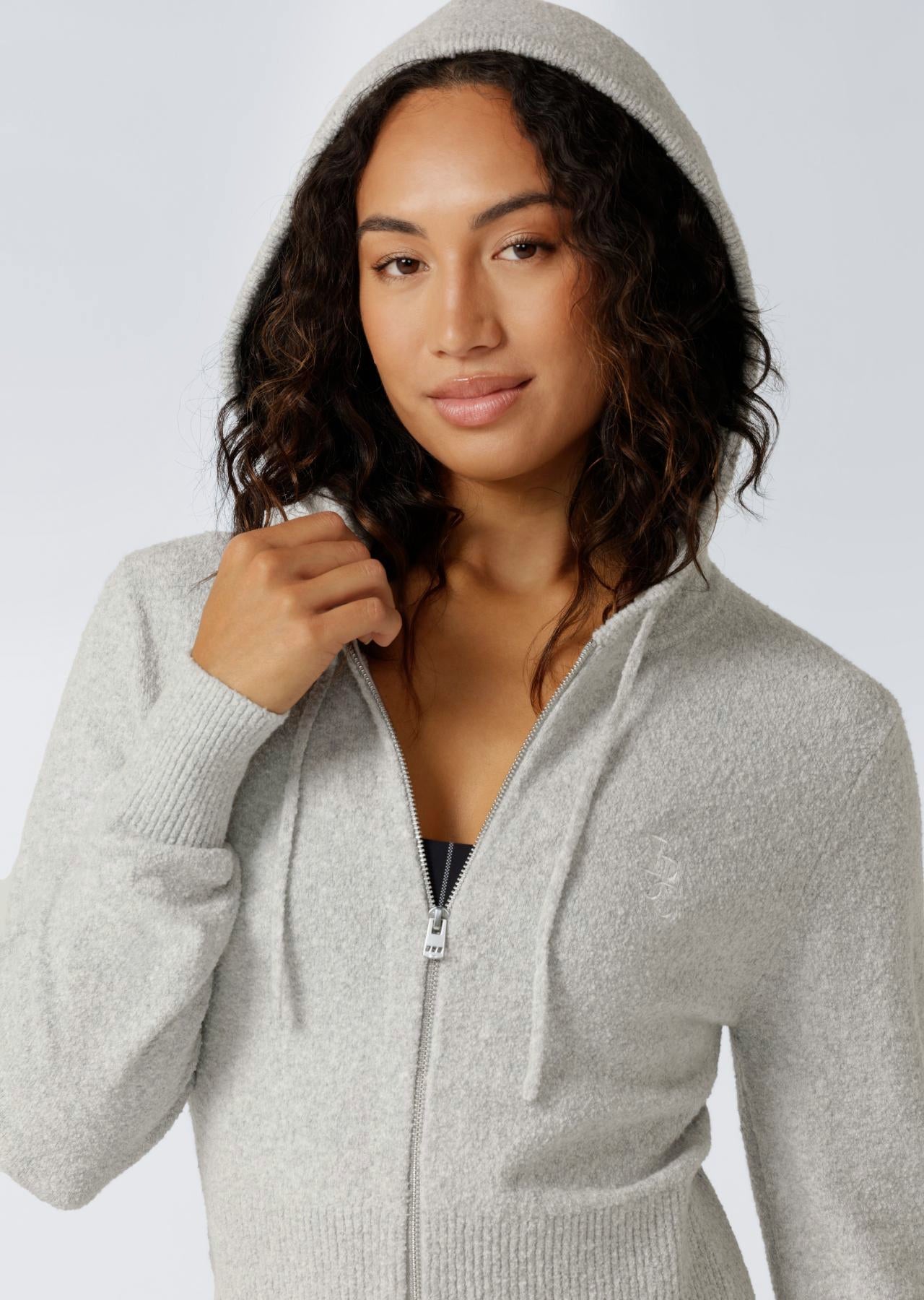 Lorna Jane Luxe Lounge Knit Hoodie - Grey Marl