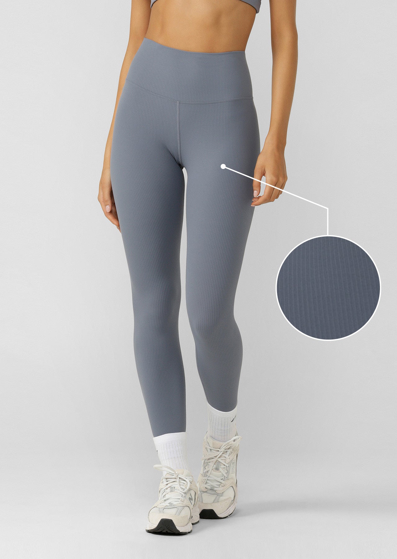 Lorna Jane Level Up Active Rib Ankle Biter Leggings - Shadow