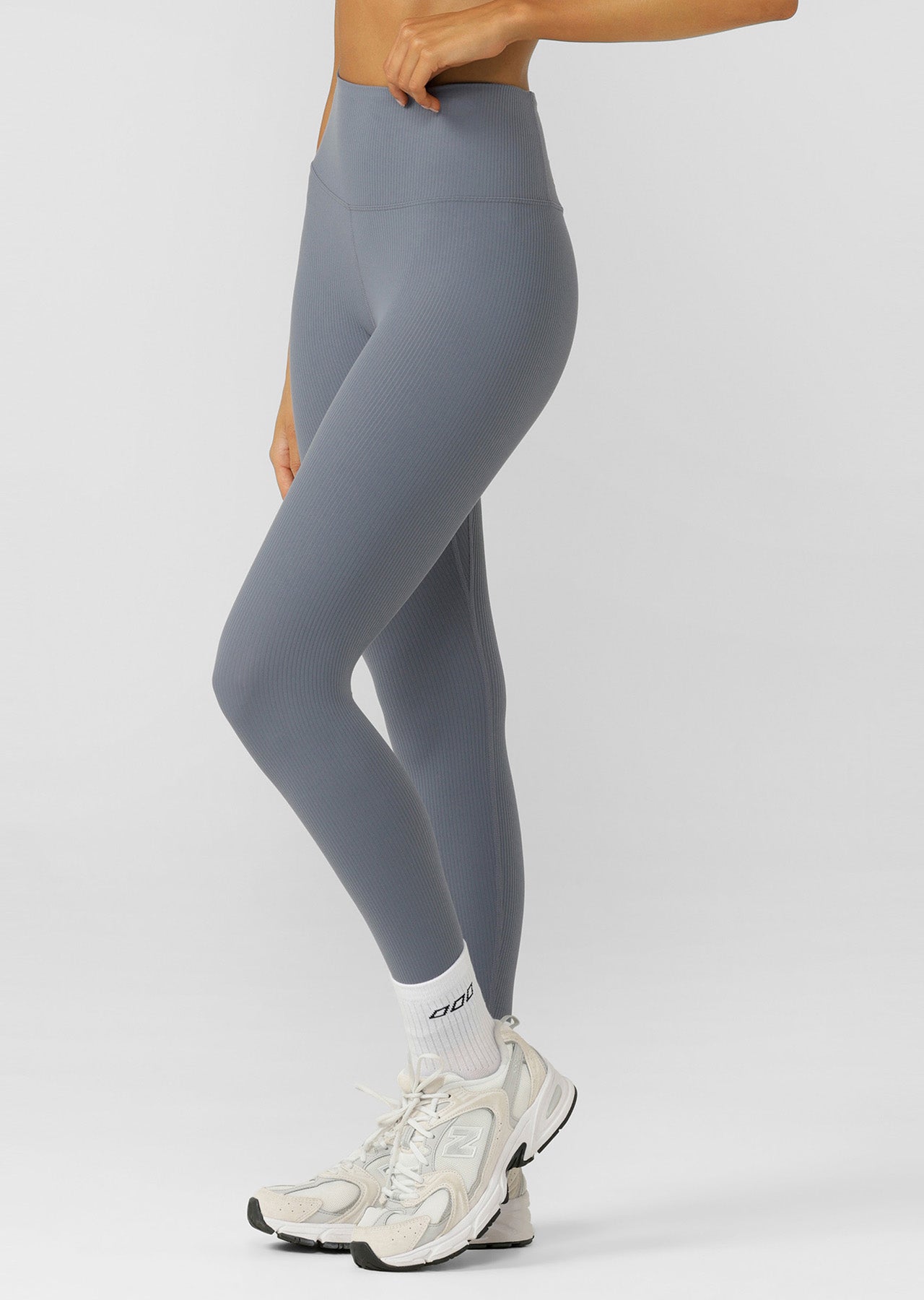 Lorna Jane Level Up Active Rib Ankle Biter Leggings - Shadow