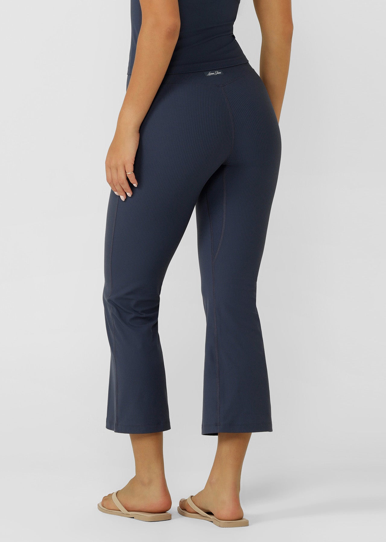 Lorna Jane Irresistible Luxe Active Rib Cropped Yoga Pants - Ash Blue