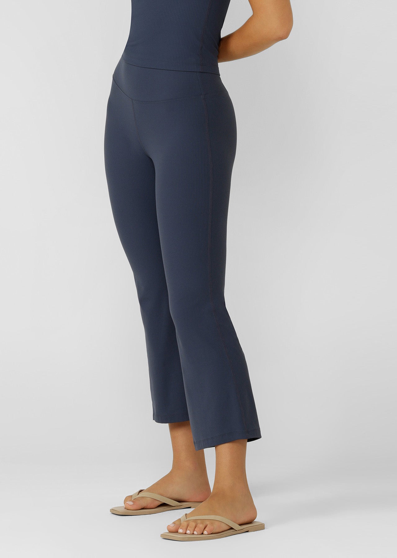 Lorna Jane Irresistible Luxe Active Rib Cropped Yoga Pants - Ash Blue