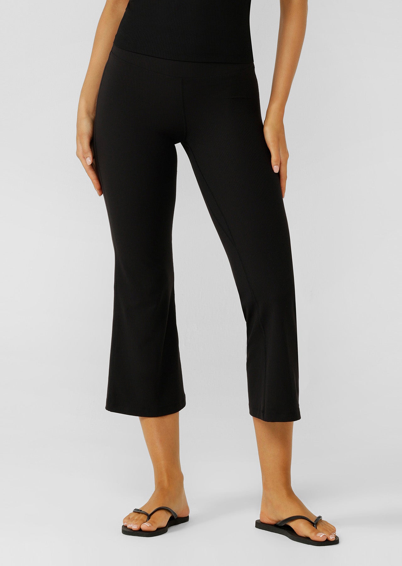 Lorna Jane Irresistible Luxe Active Rib Cropped Yoga Pants - Black