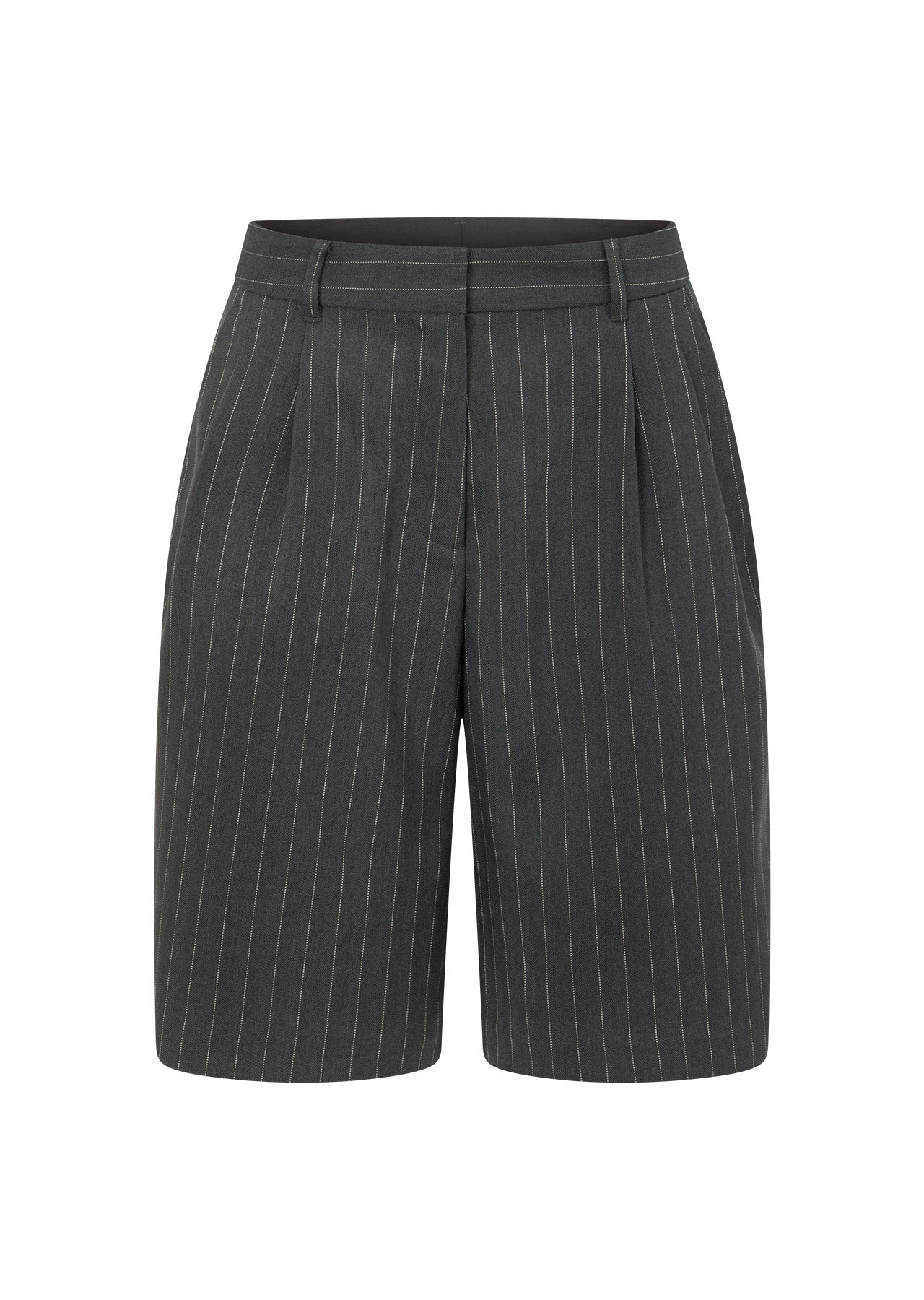 Lorna Jane Effortless Tailored Bermuda Shorts - Titanium Pinstripe