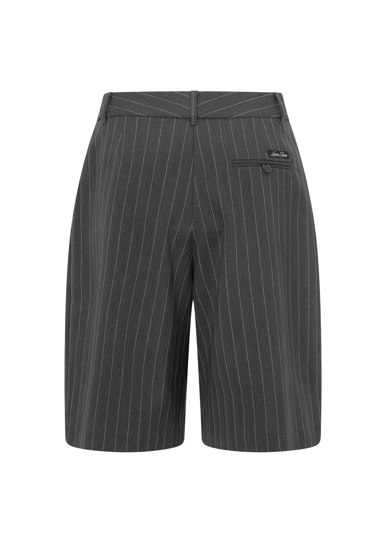 Lorna Jane Effortless Tailored Bermuda Shorts - Titanium Pinstripe