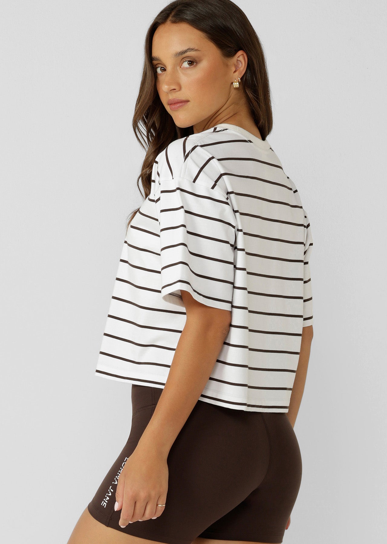 Lorna Jane Retrograde Boxy T-Shirt - Volcano Stripe