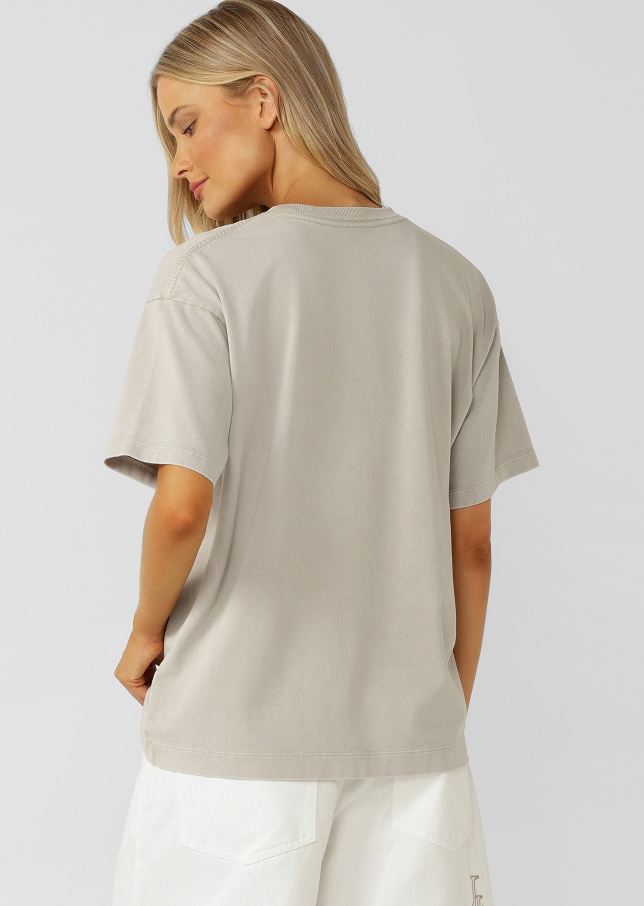 Lorna Jane Campus Washed Vintage T-Shirt - Washed Sea Salt