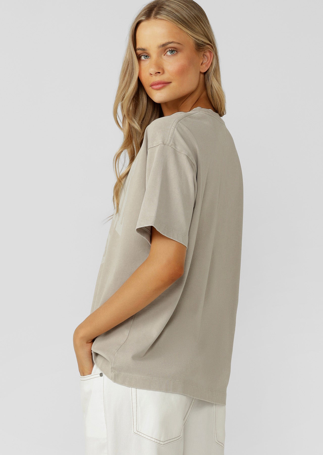 Lorna Jane Campus Washed Vintage T-Shirt - Washed Sea Salt