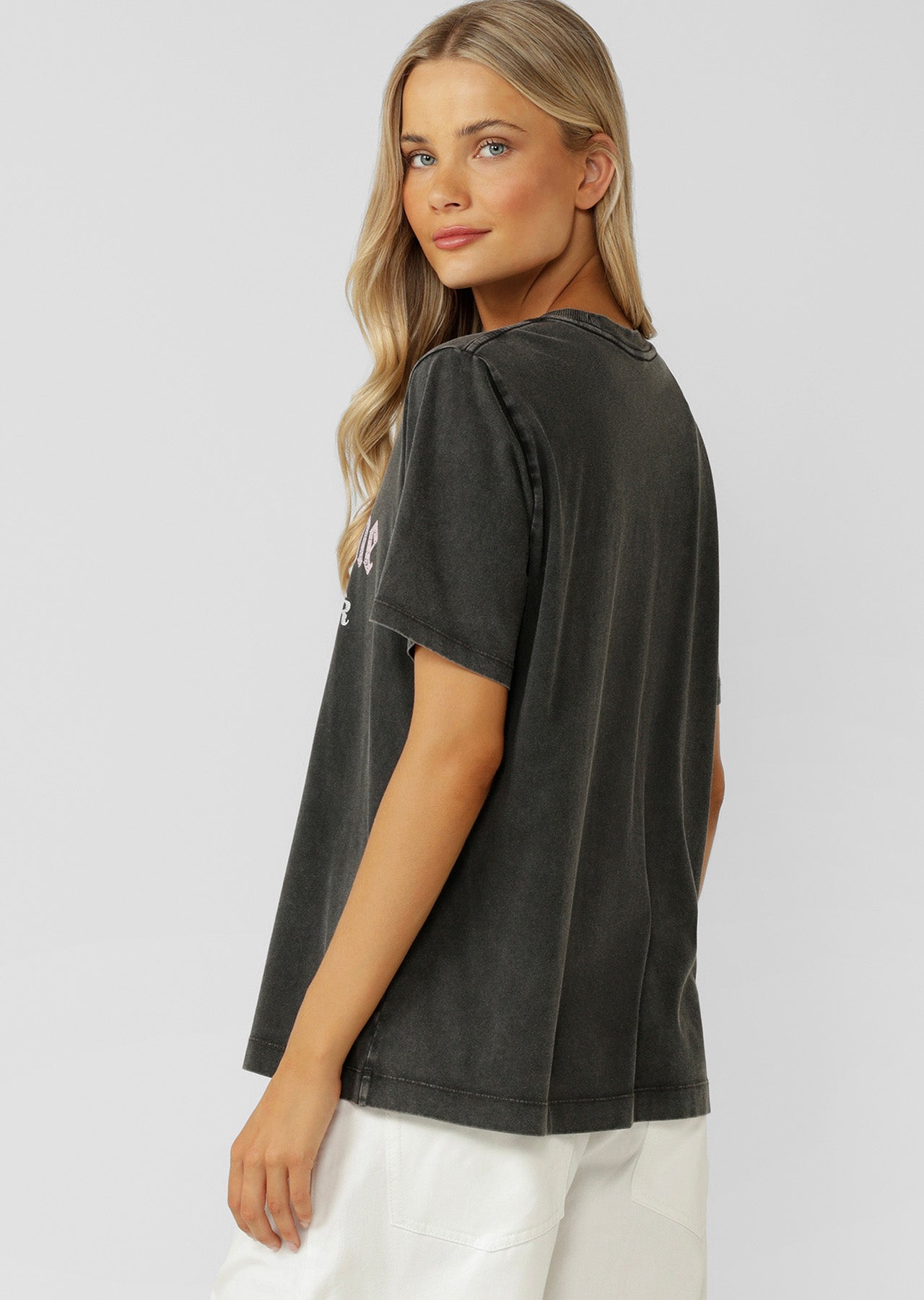 Lorna Jane On Tour Washed Relaxed T-Shirt - Washed Black