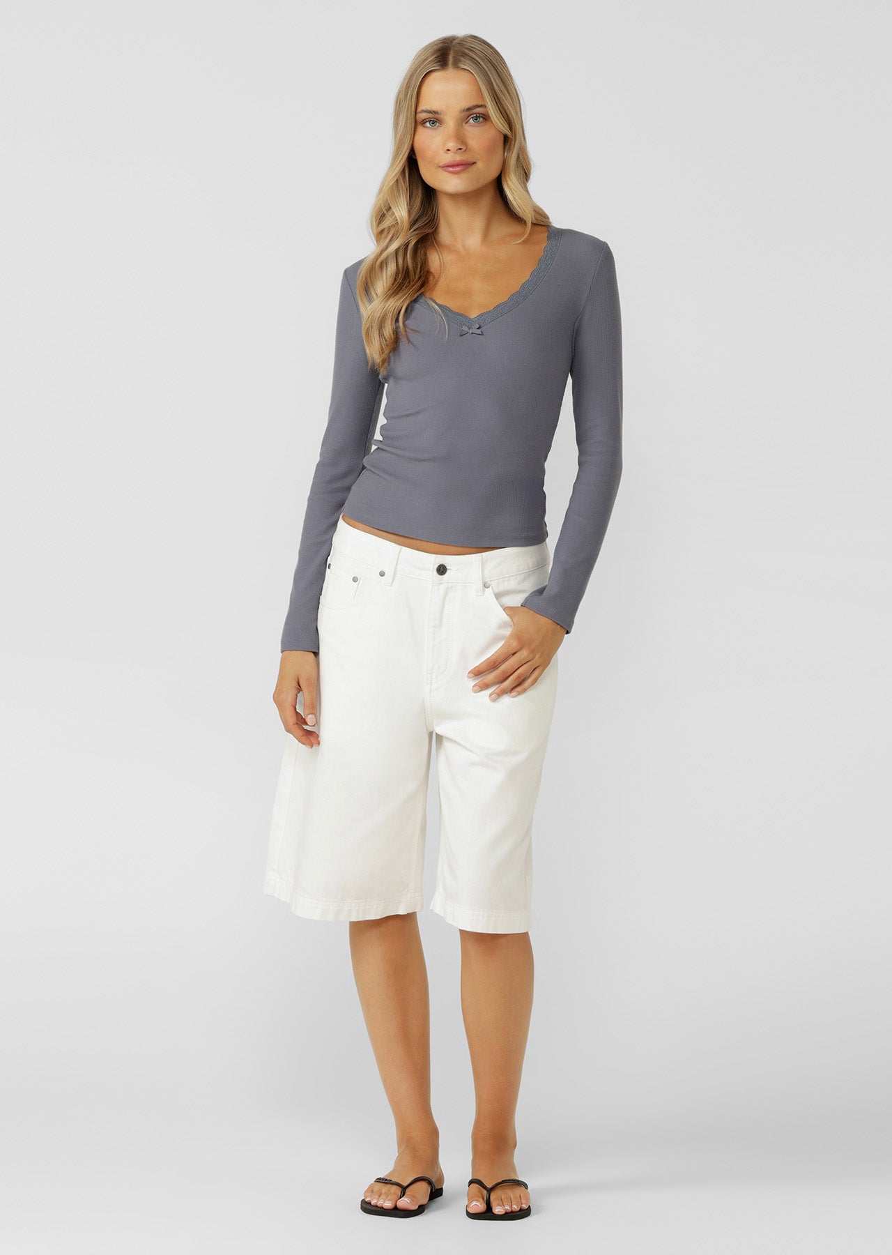 Lorna Jane In The Moment Long Sleeve Rib Top - Shadow