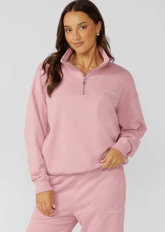 Lorna Jane Streamline Quarter Zip Sweat - Dusty Rose