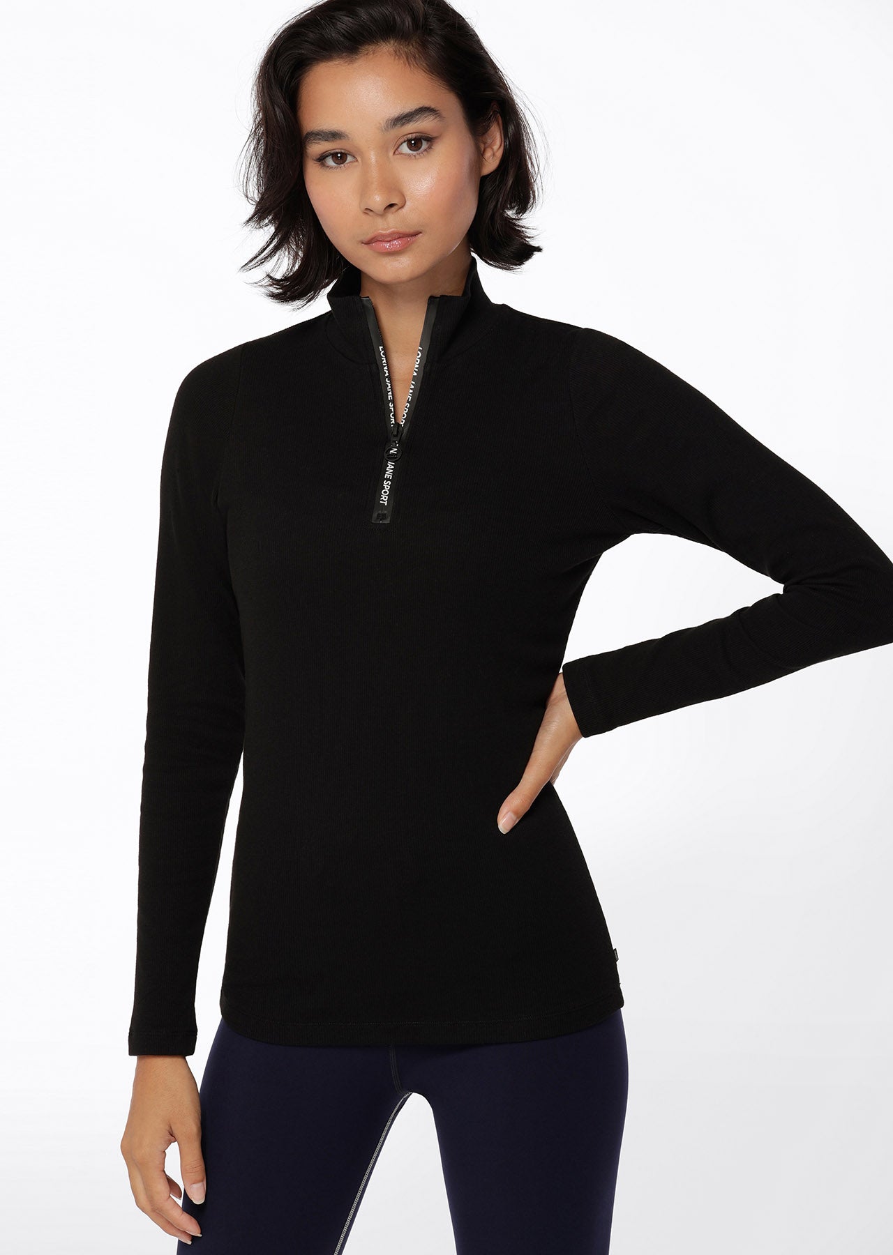 Lorna Jane Half Zip Iconic Long Sleeve Top - Black