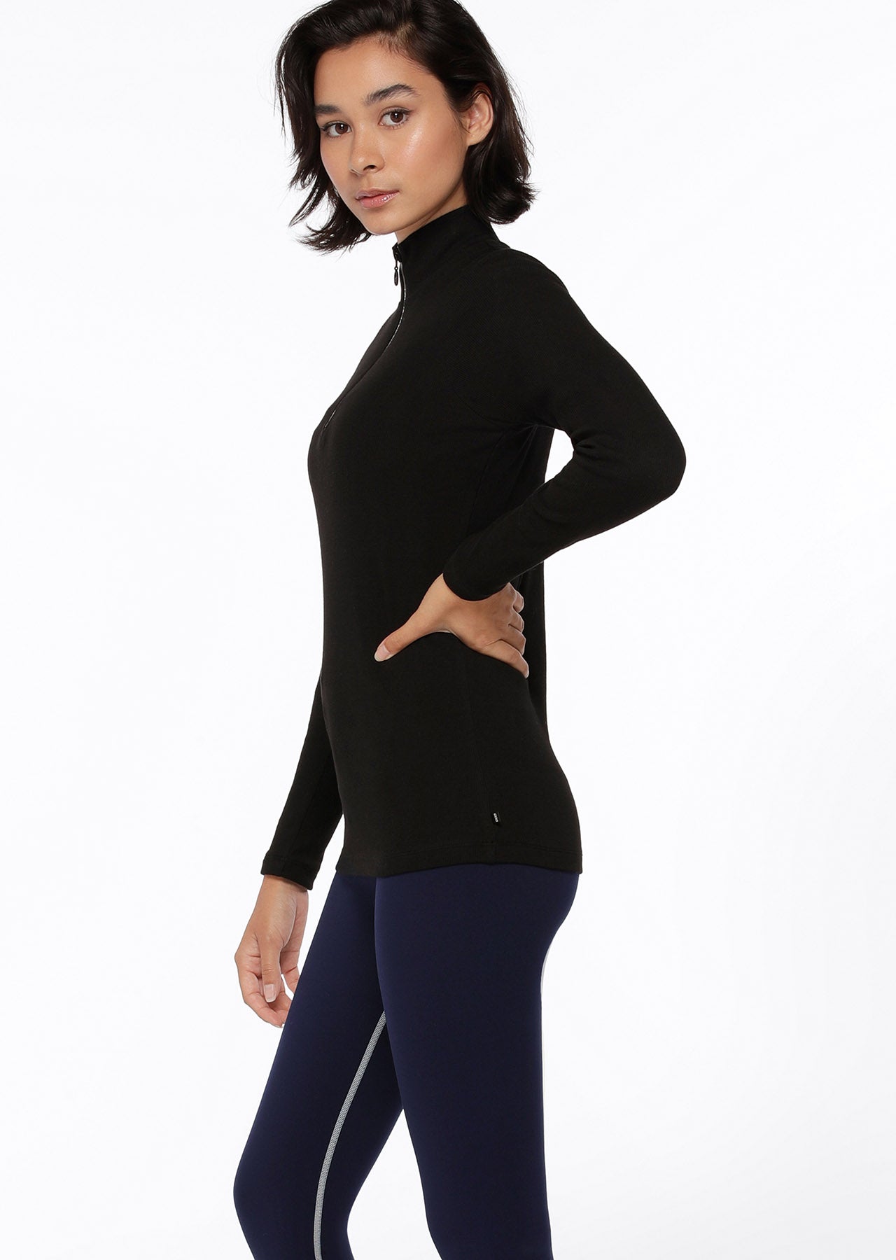 Lorna Jane Half Zip Iconic Long Sleeve Top - Black