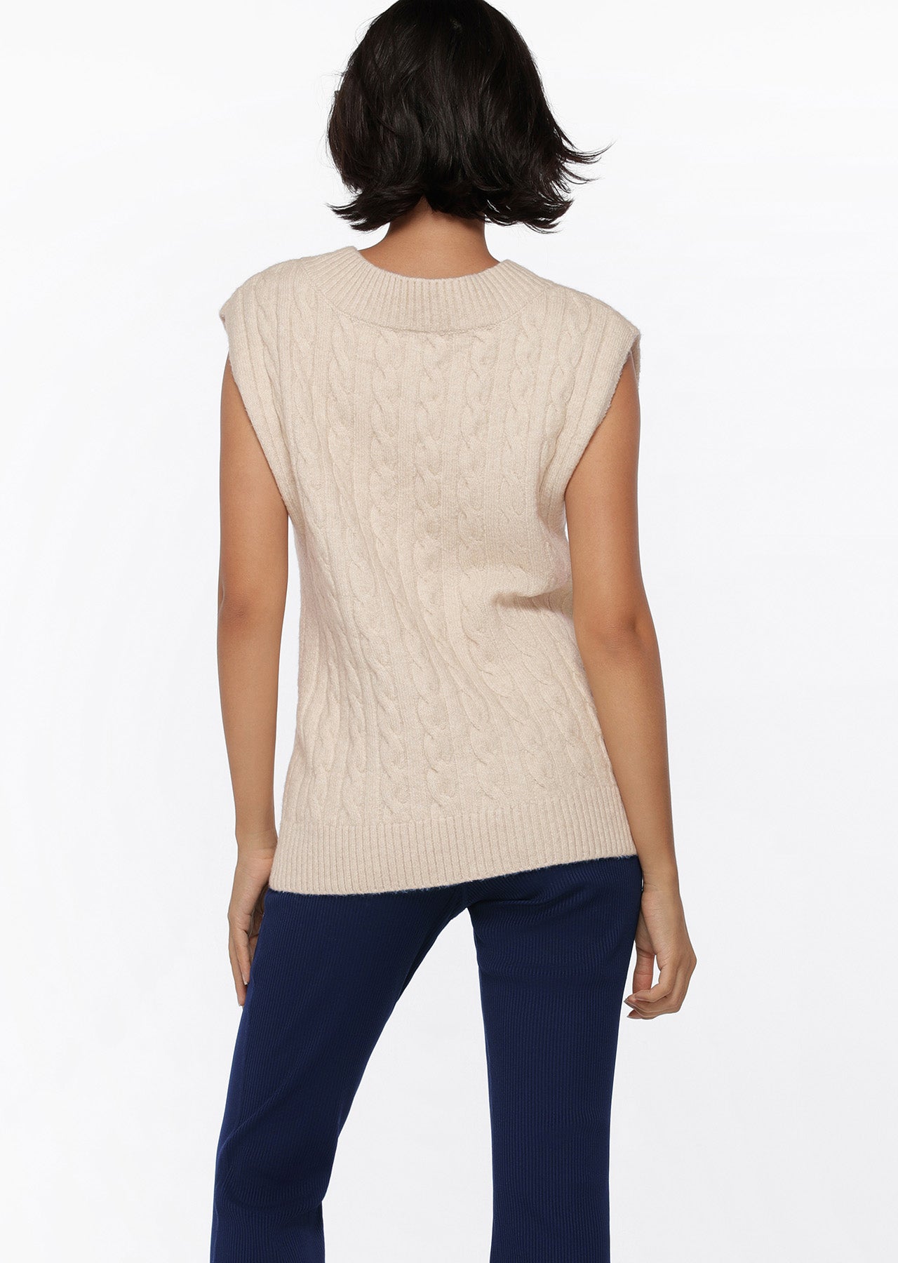 Lorna Jane Tee Up Knit Vest - Oat Marl