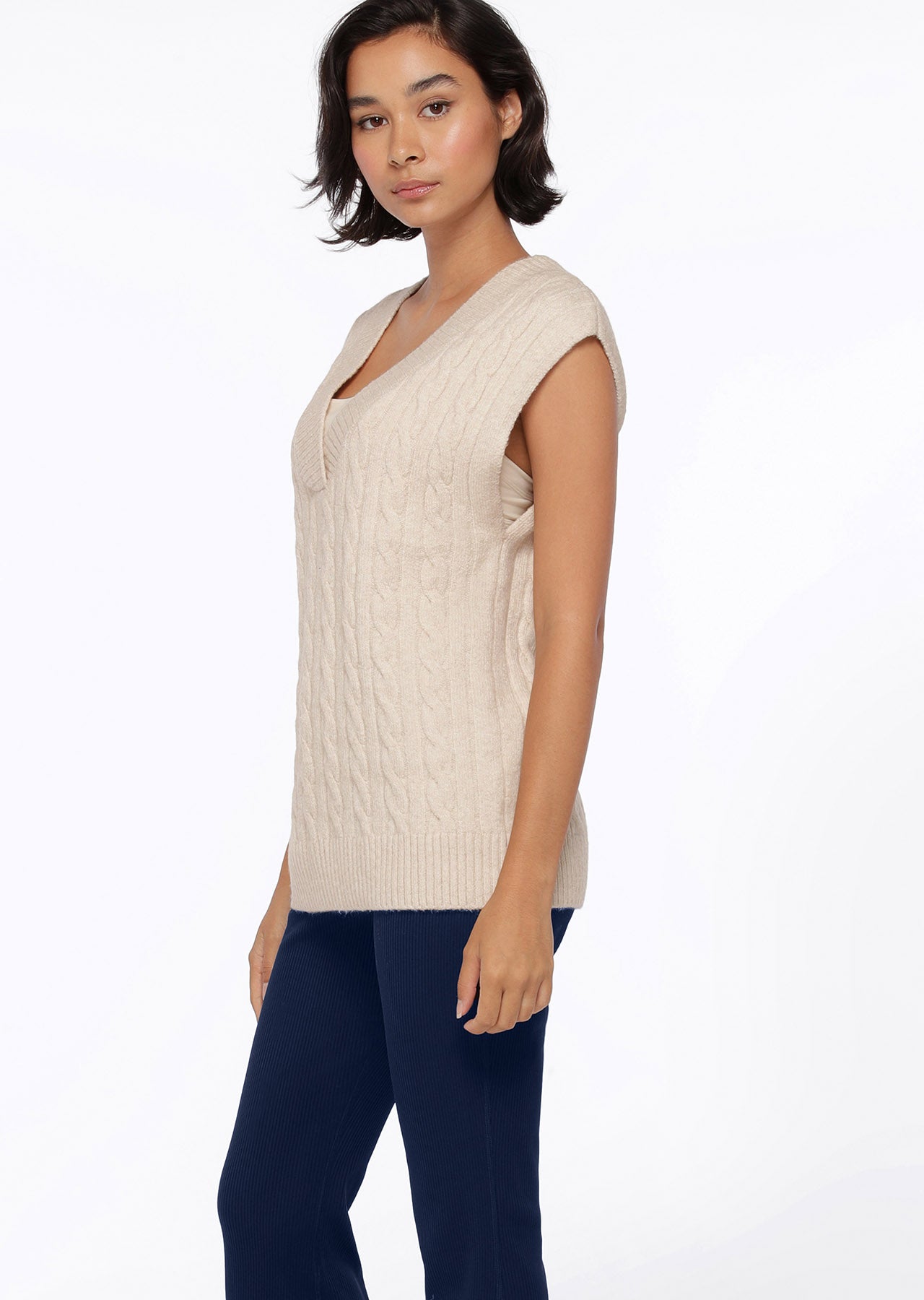 Lorna Jane Tee Up Knit Vest - Oat Marl