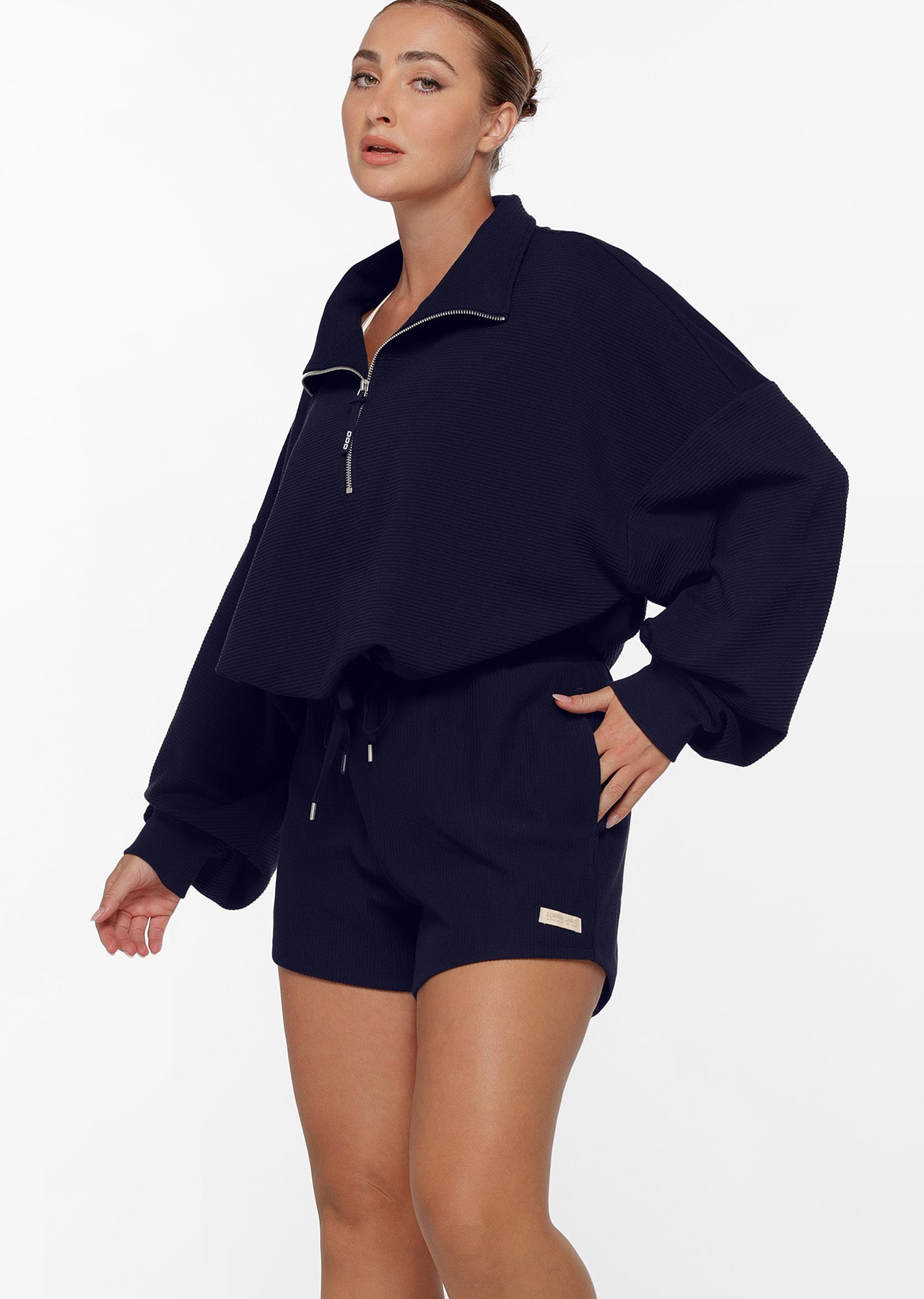 Lorna Jane LJ Rib Quarter Zip Sweat - French Navy
