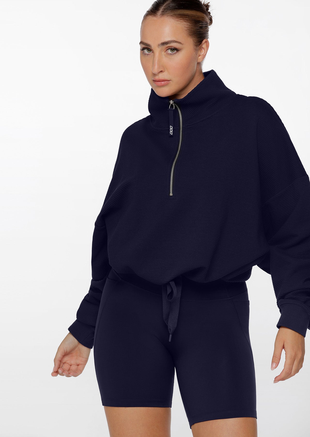 Lorna Jane LJ Rib Quarter Zip Sweat - French Navy