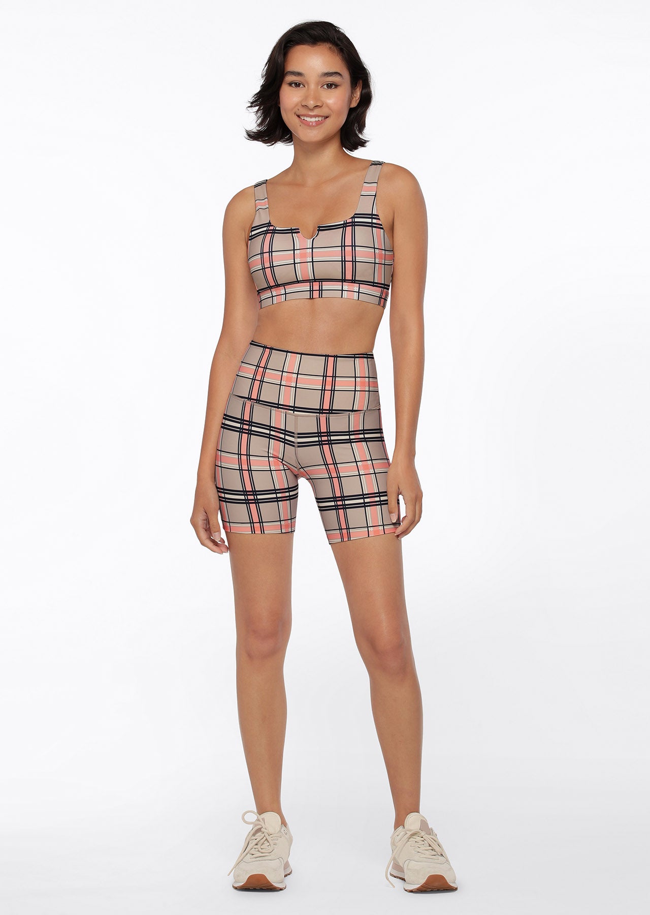 Lorna Jane Putter Plaid Bike Shorts - Putter Plaid Print
