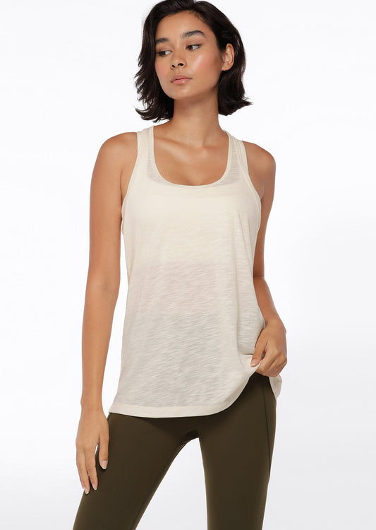 Lorna Jane Slouchy Gym Tank - Cream