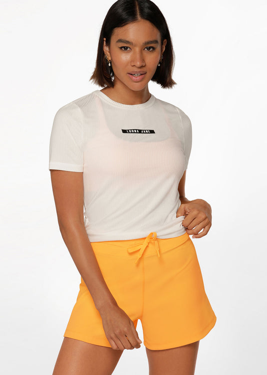 Lorna Jane Defining Moment Rib Short Sleeve Top - Porcelain