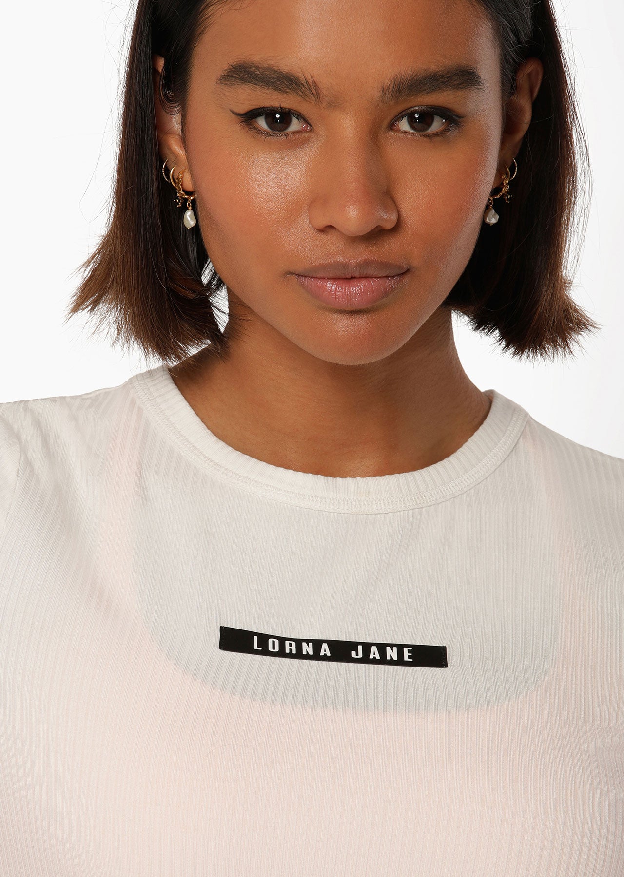 Lorna Jane Defining Moment Rib Short Sleeve Top - Porcelain