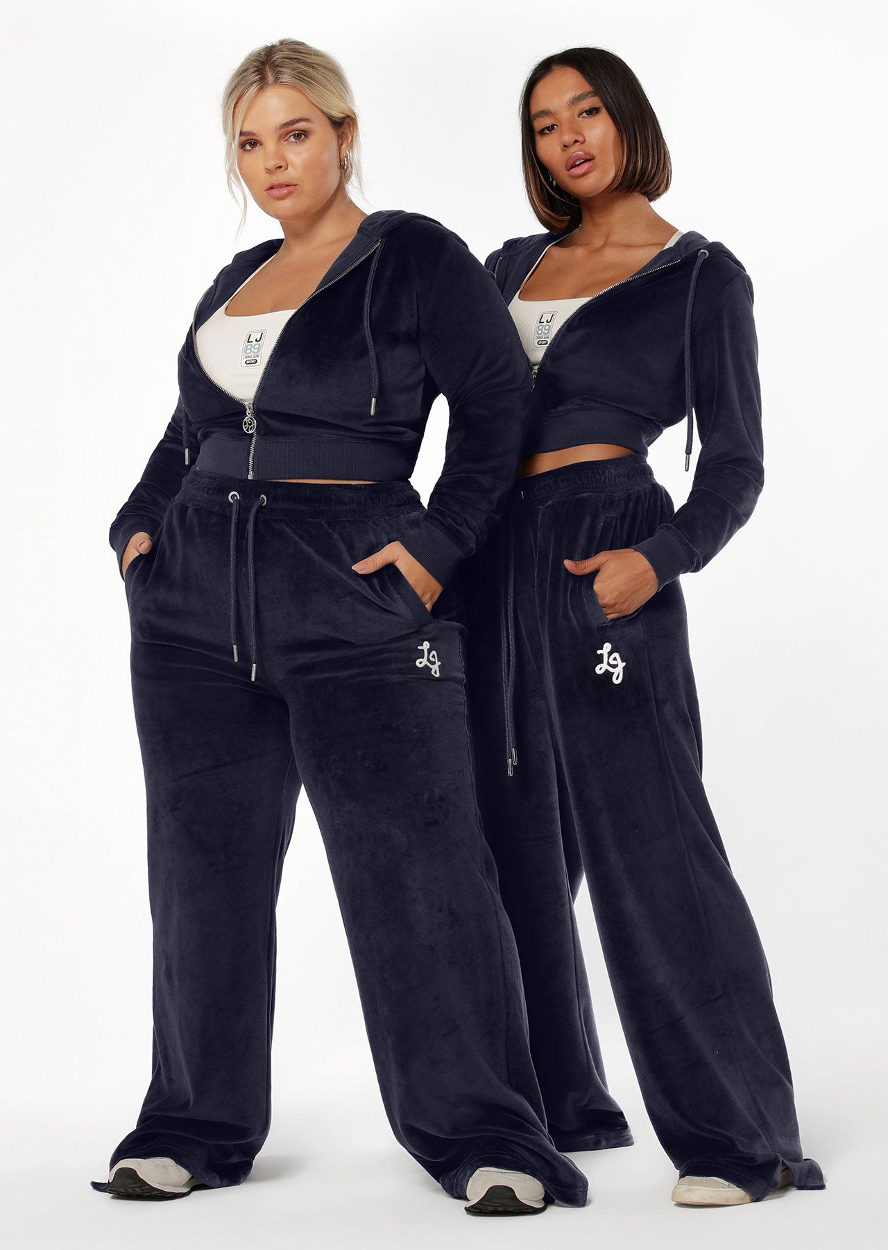 Lorna Jane Naughties Nostalgic Velour Bootleg Track Pants - French Navy