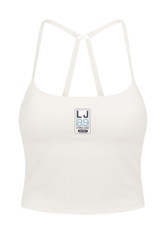 Lorna Jane Classic Rib Tank Bra Combo - Porcelain