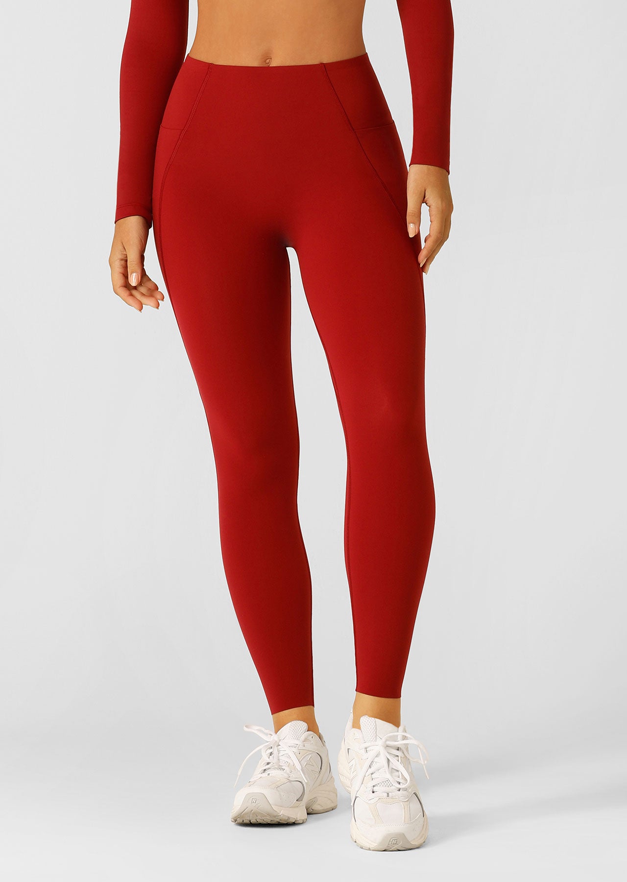 Lorna Jane Sculpt And Support No Ride Ankle Biter Leggings - Cherry