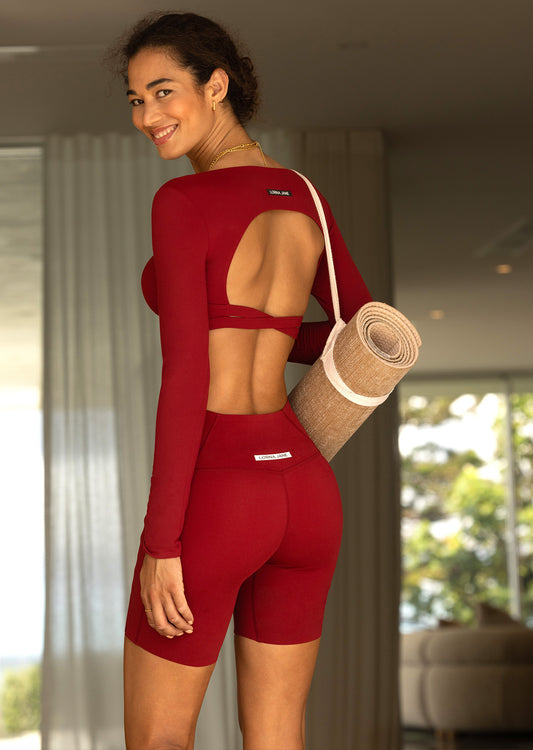 Lorna Jane Everyday Long Sleeve Bra Combo - Cherry