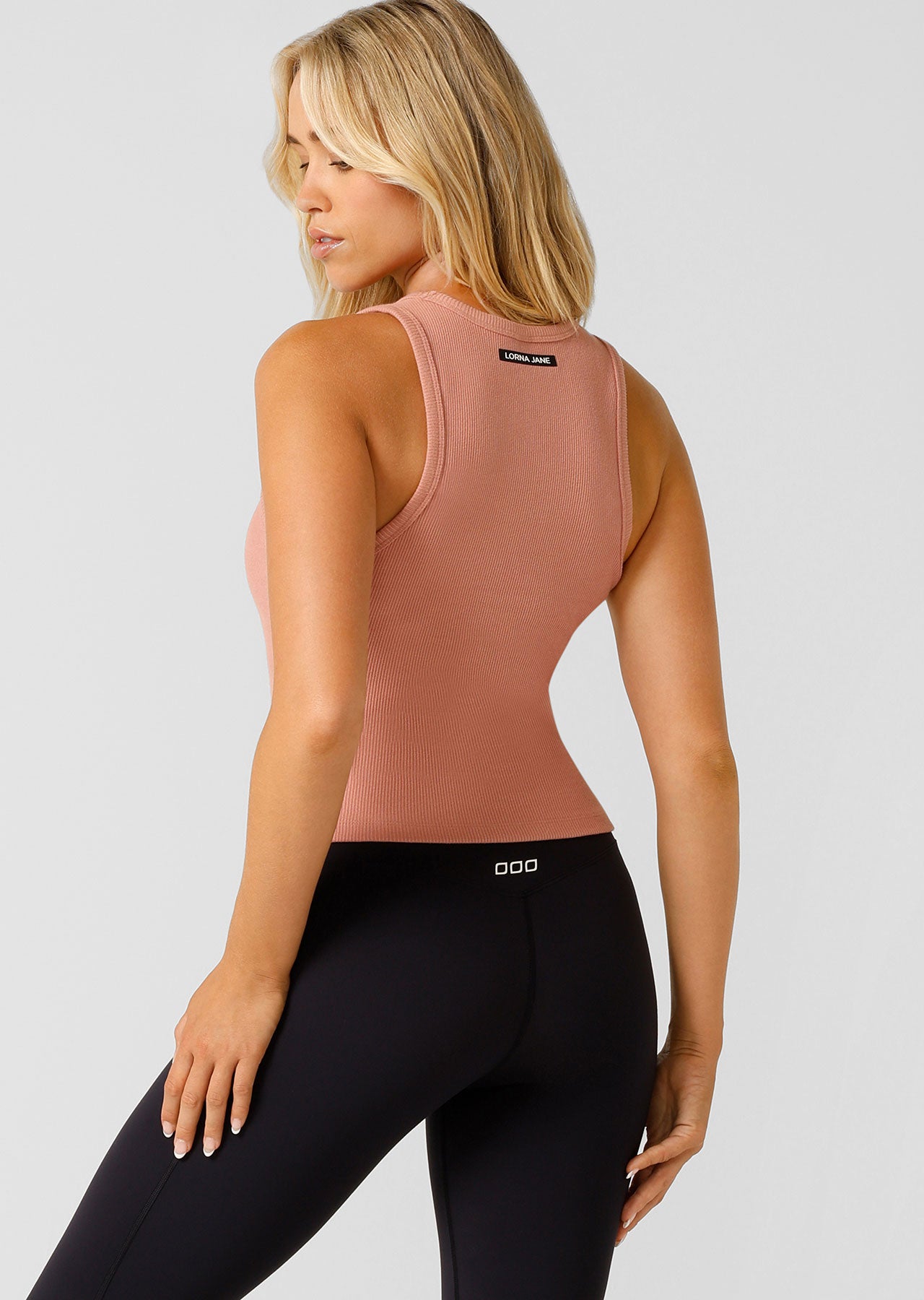 Lorna Jane Everyday Cut Out Rib Tank - Ash Rose