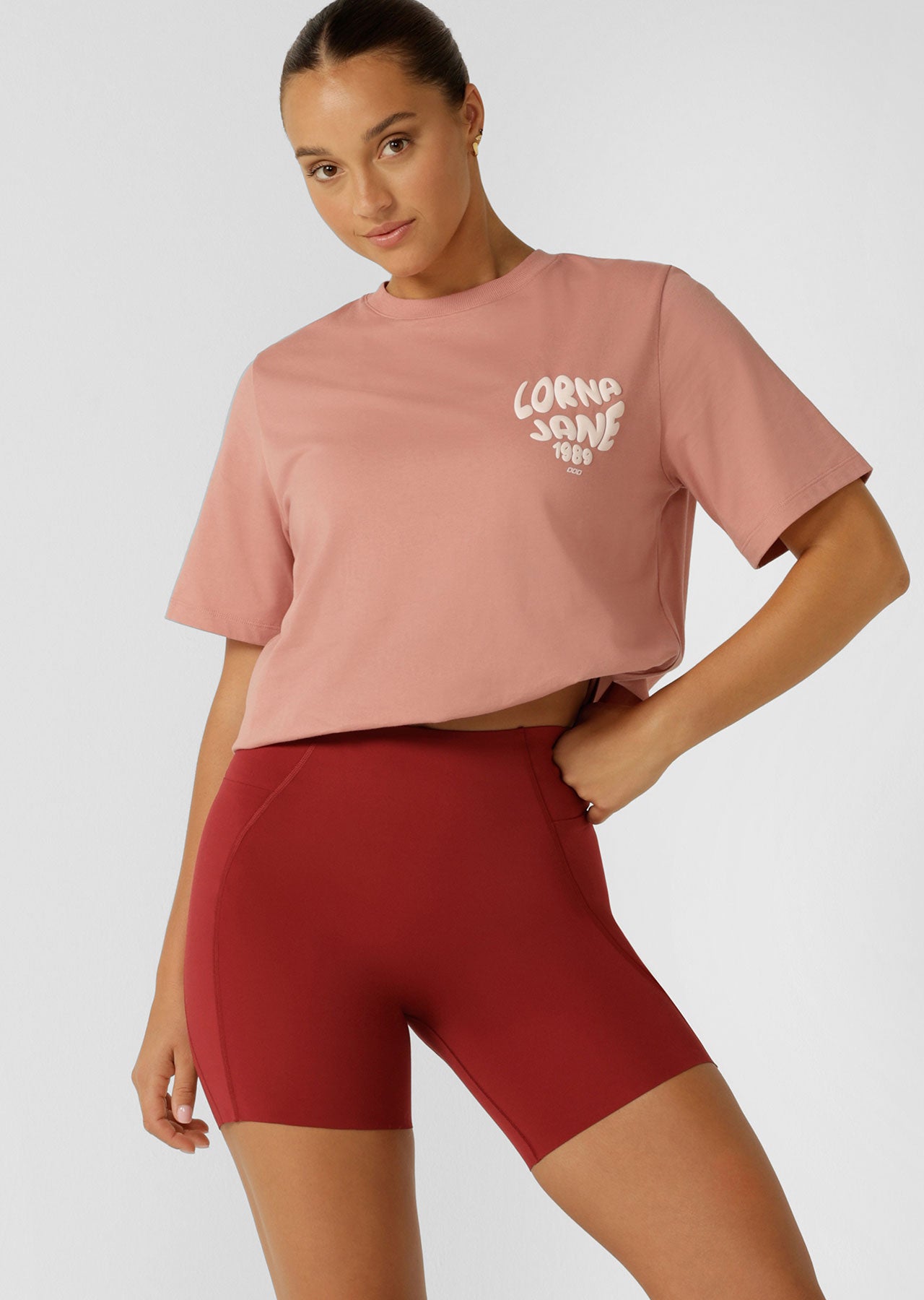 Lorna Jane Never Give Up Relaxed Tee - Ash Rose