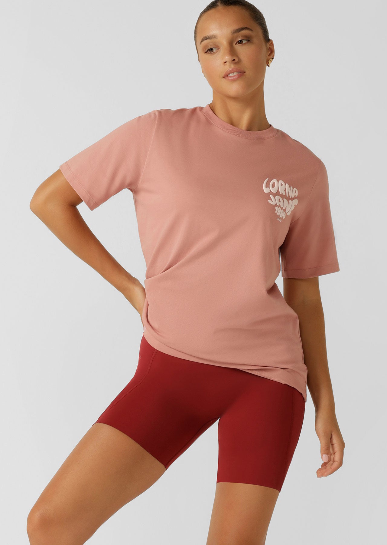Lorna Jane Never Give Up Relaxed Tee - Ash Rose