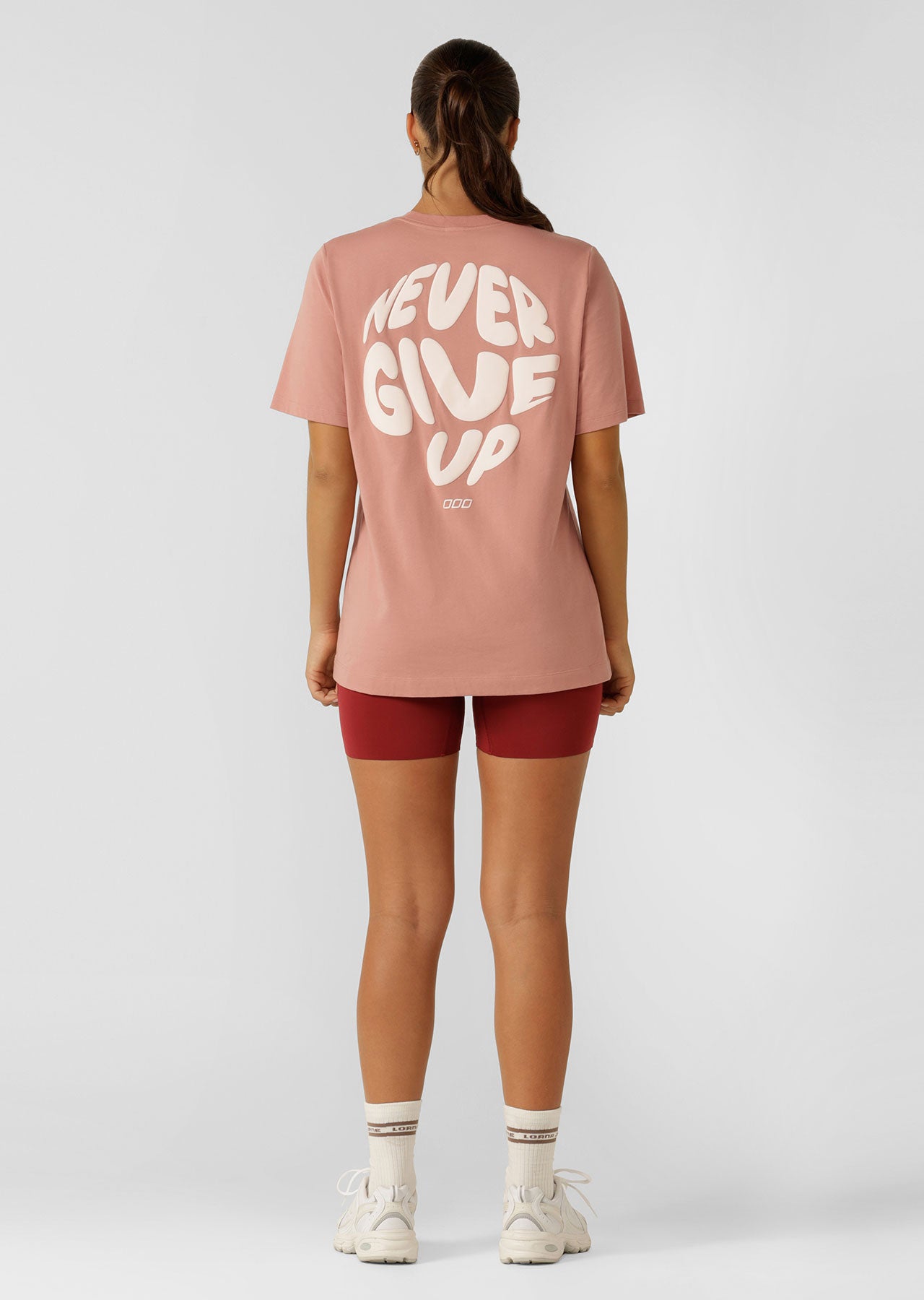 Lorna Jane Never Give Up Relaxed Tee - Ash Rose