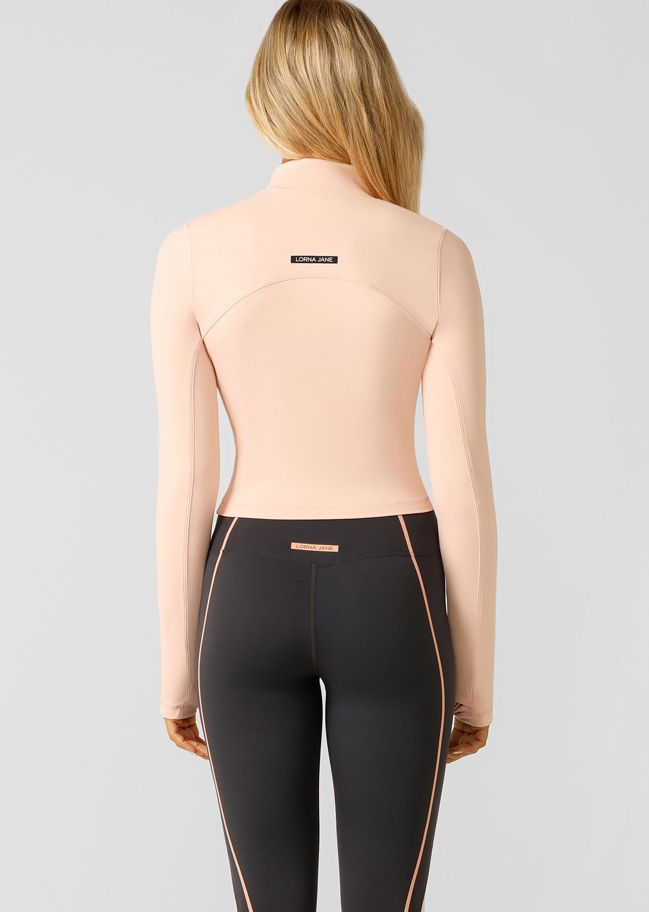 Lorna Jane All Star Active Cropped 1/2 Zip - Sunkissed Peach