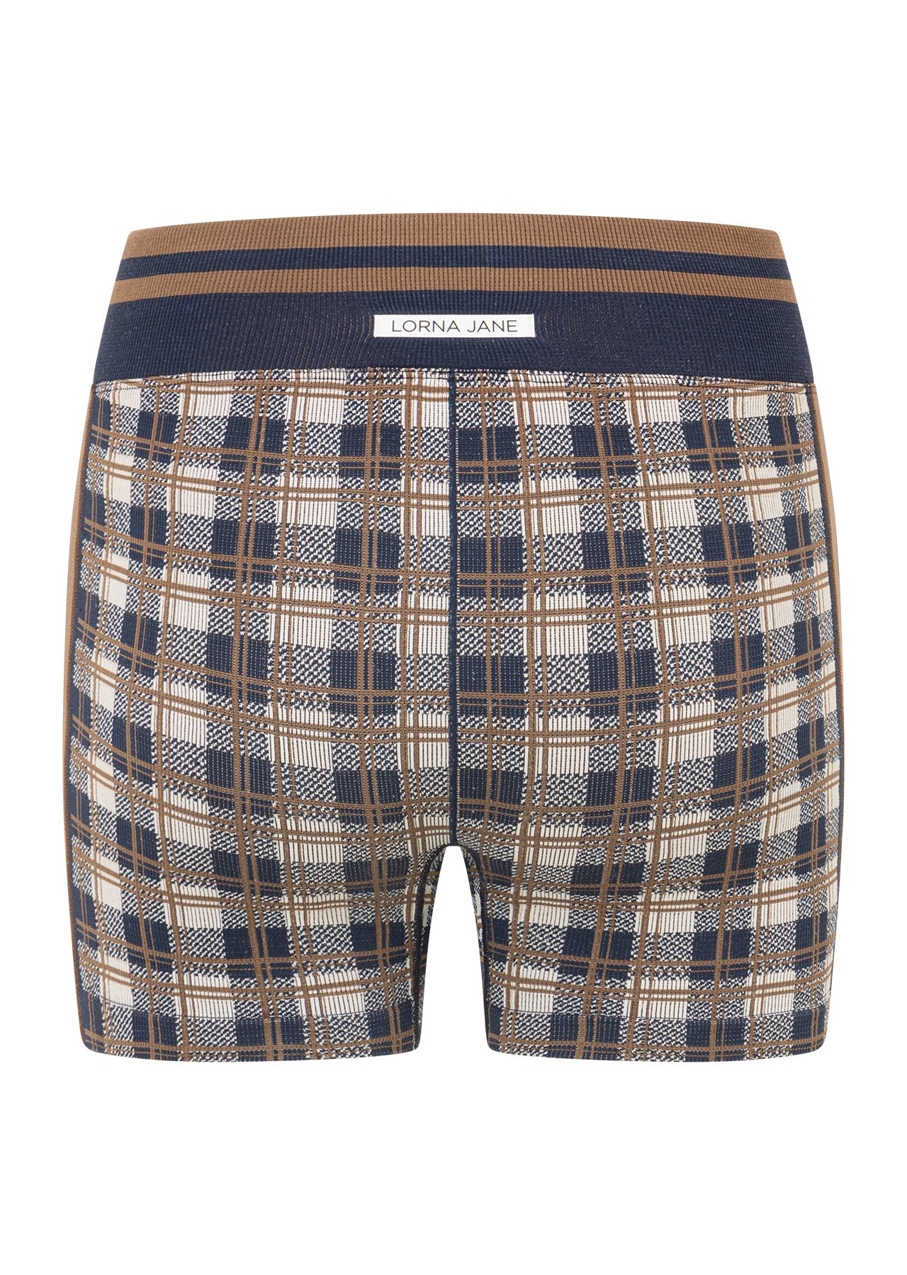 Lorna Jane Gingham Seamless Bike Shorts - Neutral Gingham