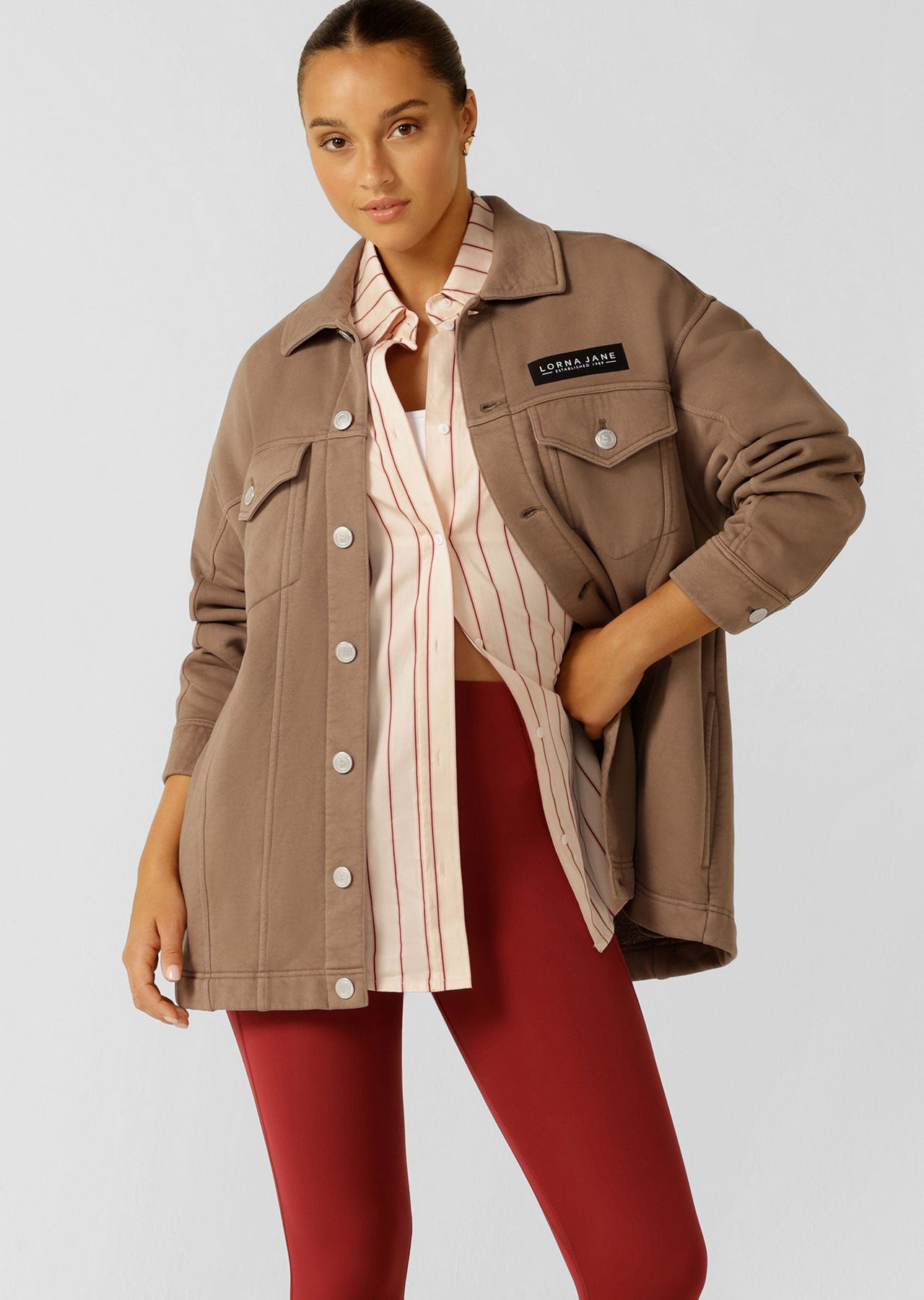 Lorna Jane Horizon Haze Stripe Shirt - Petal