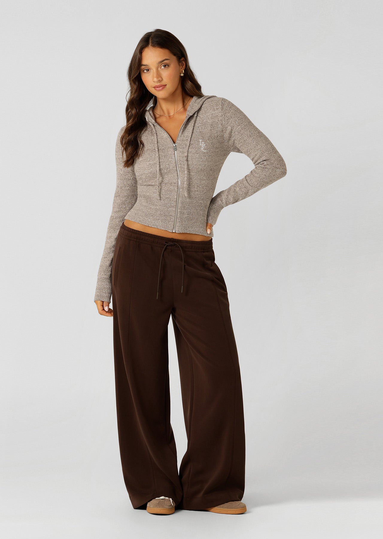 Lorna Jane Luxe Lounge Knit Hoodie - Bone Marl