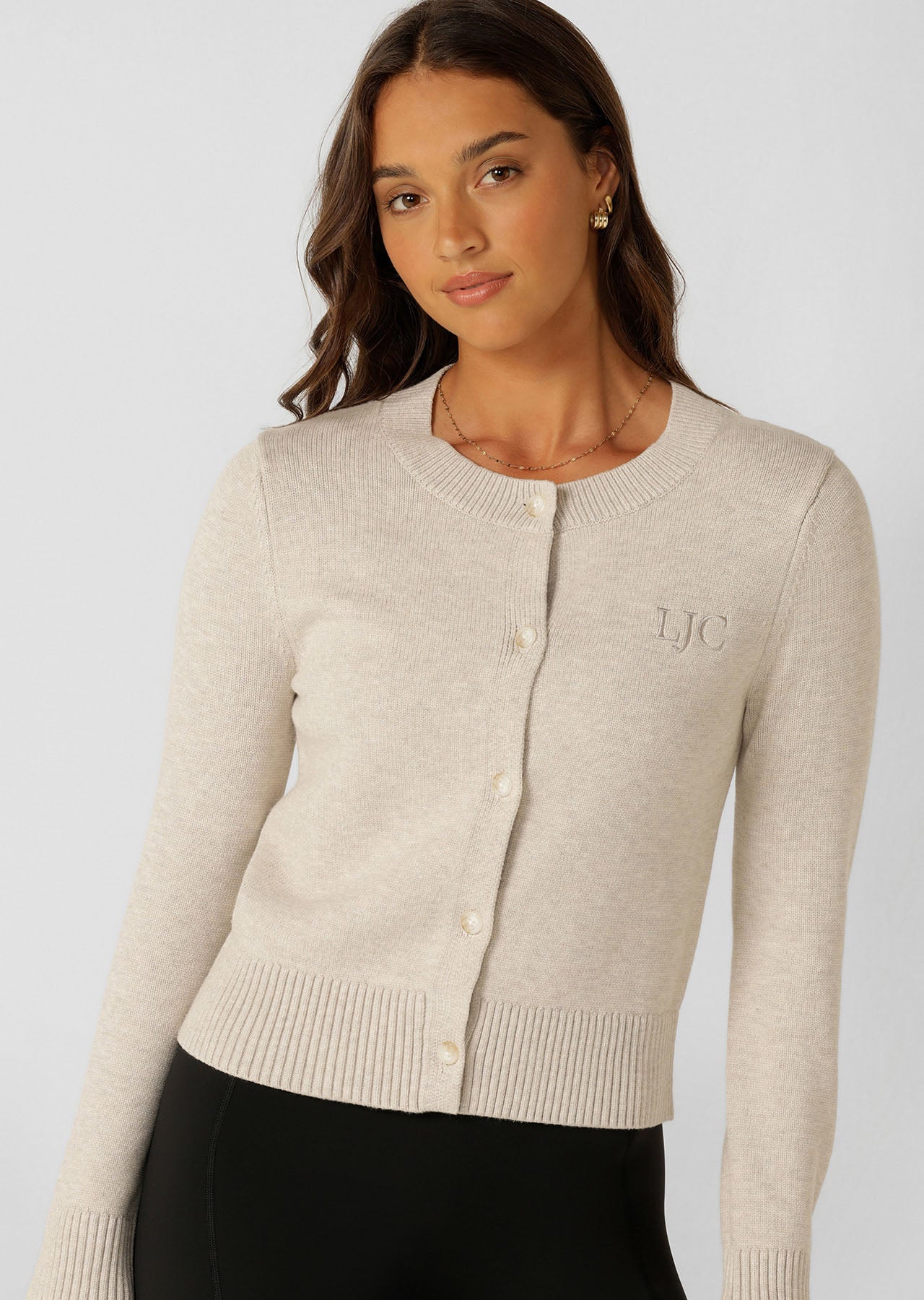 Lorna Jane Classic Knit Cardigan - Chalk Marl