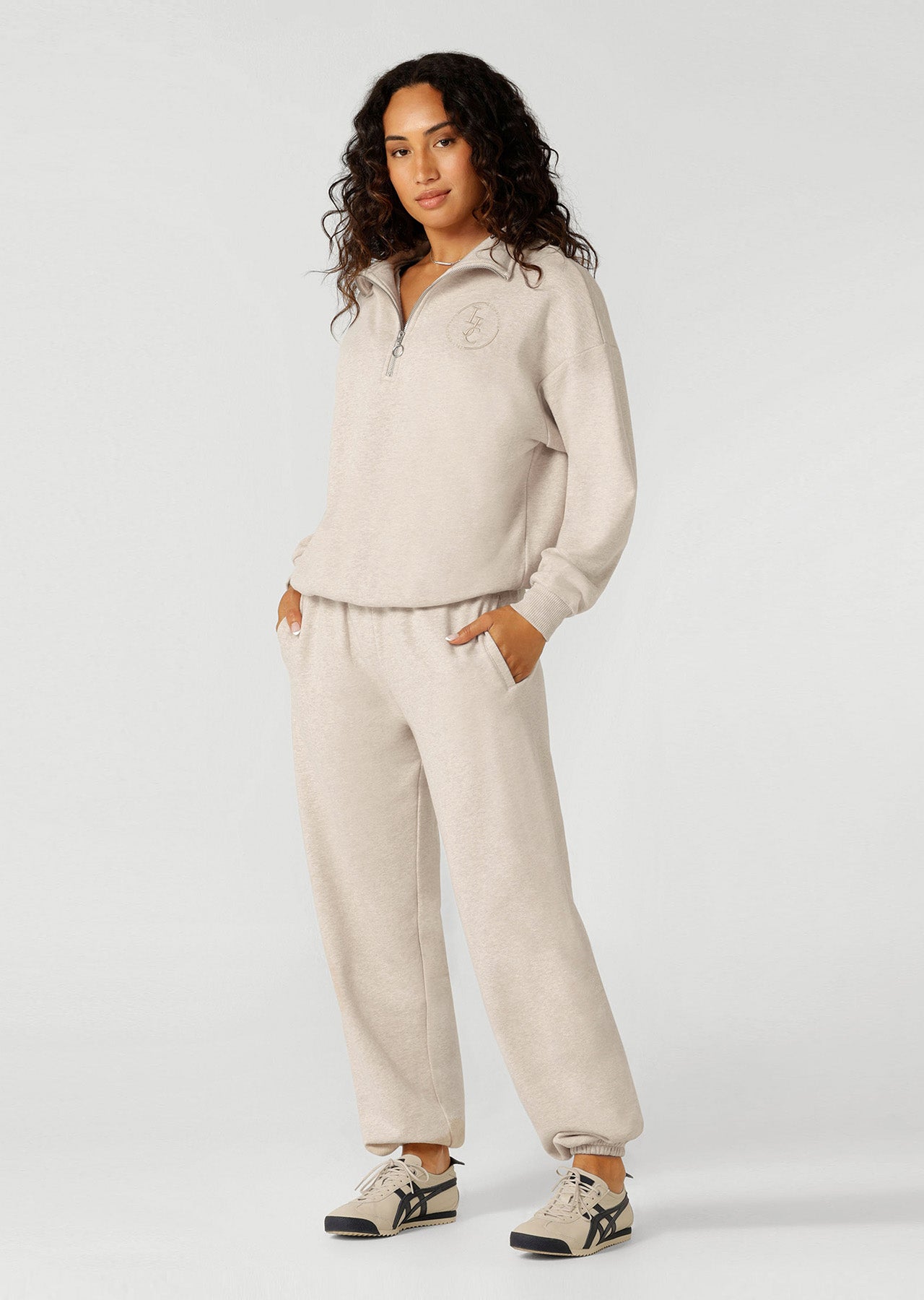 Lorna Jane LJC Heritage Quarter Zip Sweat - Oat Marl