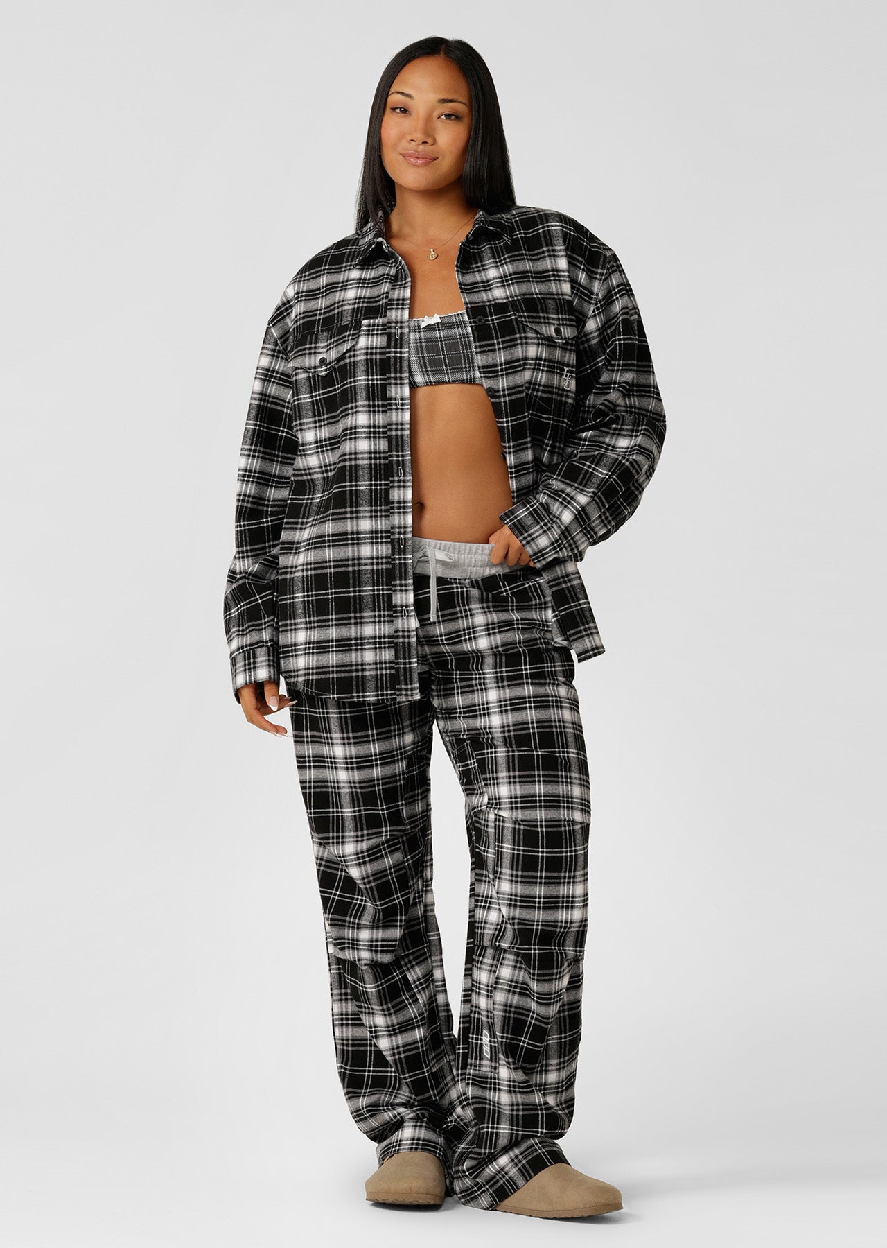 Lorna Jane Flannel Flashdance Pants - Black Check