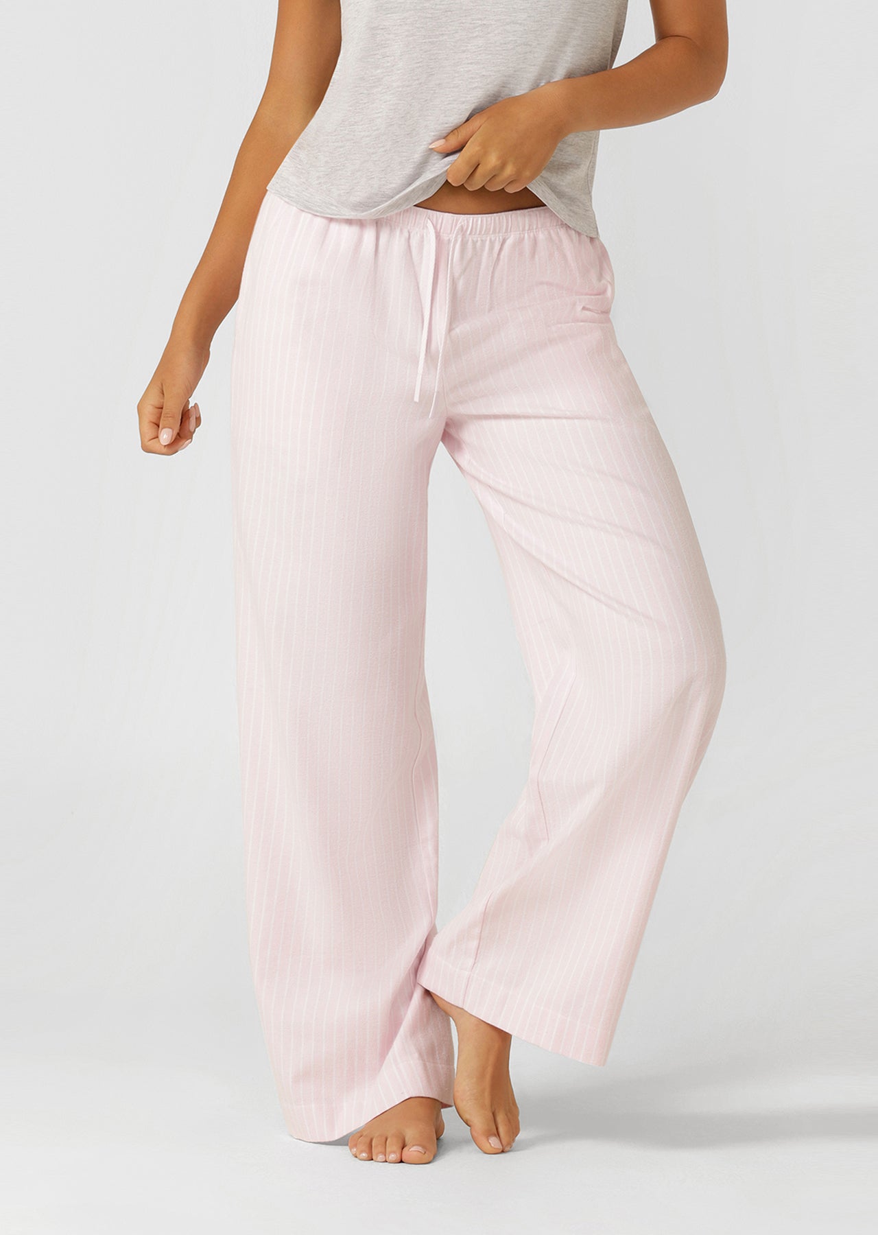 Lorna Jane Flannel Lounge Pants - Pink Stripe