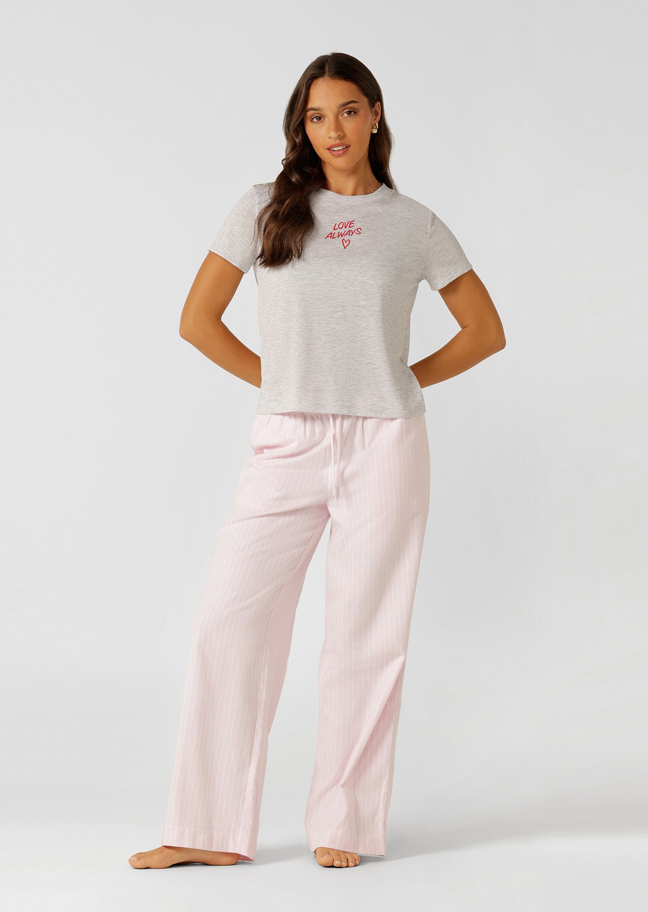 Lorna Jane Flannel Lounge Pants - Pink Stripe