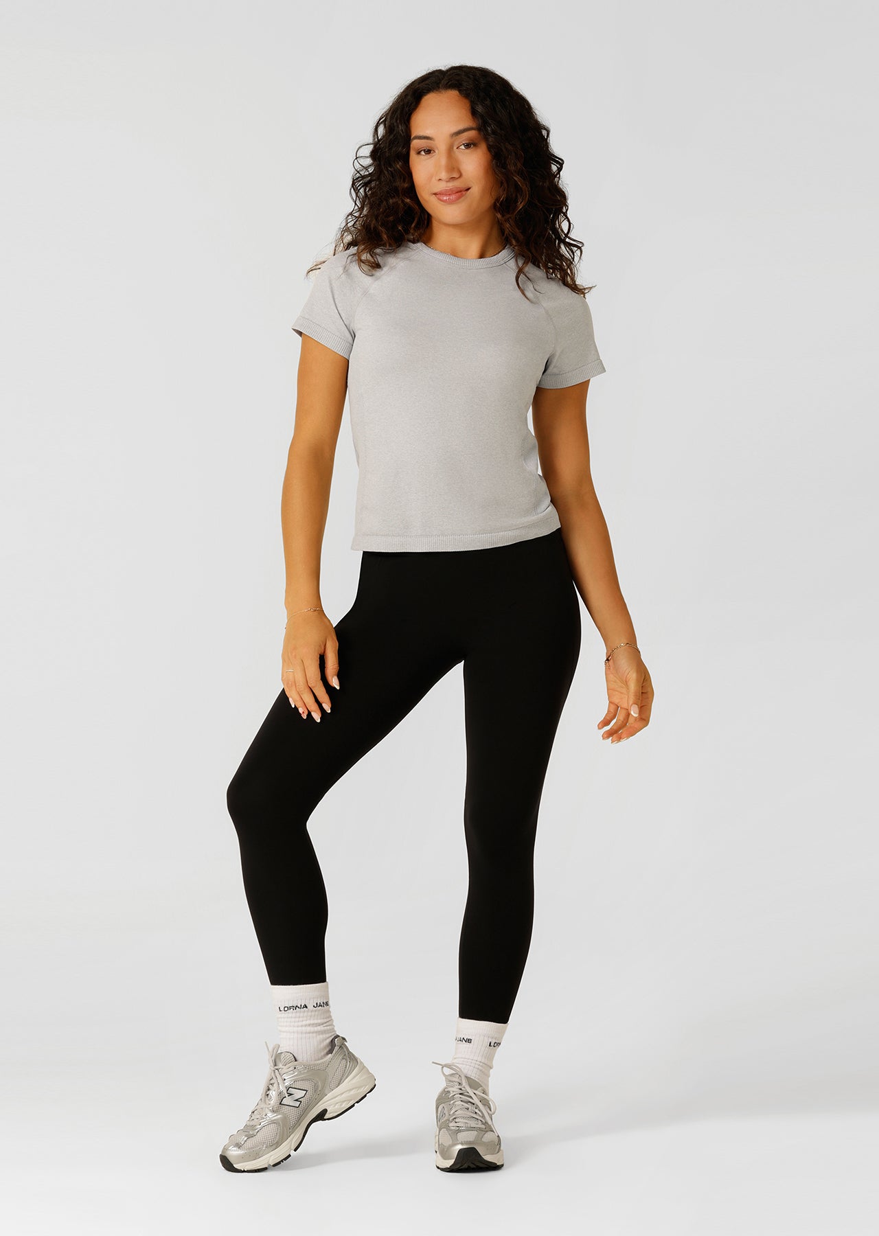 Lorna Jane Tempo Seamless Short Sleeve Active Top - Grey Marl