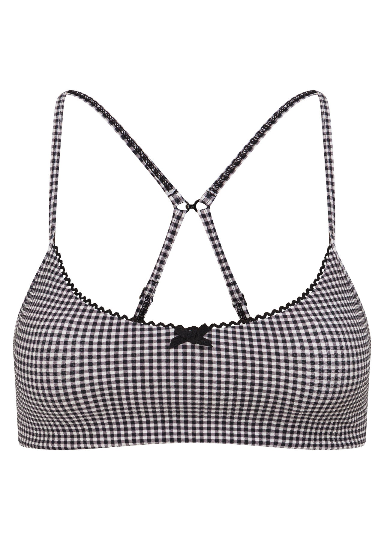 Lorna Jane Check On It Sports Bra - Greyscale Gingham Print