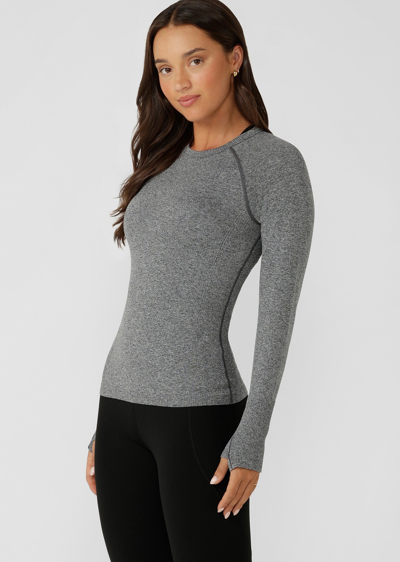 Lorna Jane Tempo Seamless Long Sleeve Top - Charcoal Marl